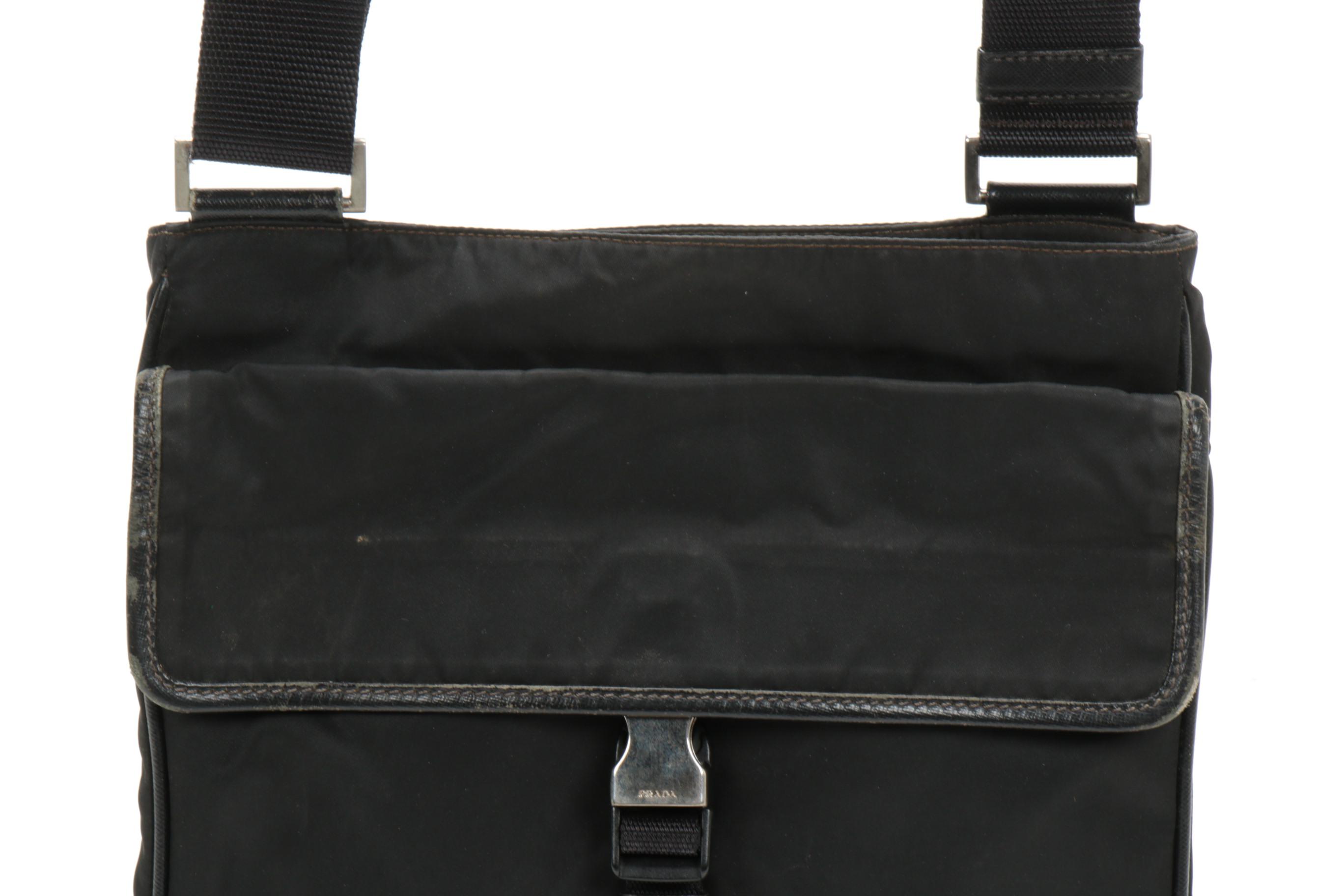 Prada  Crossbody Bag in Black Tessuto Nylon with Saffiano Leather Trim