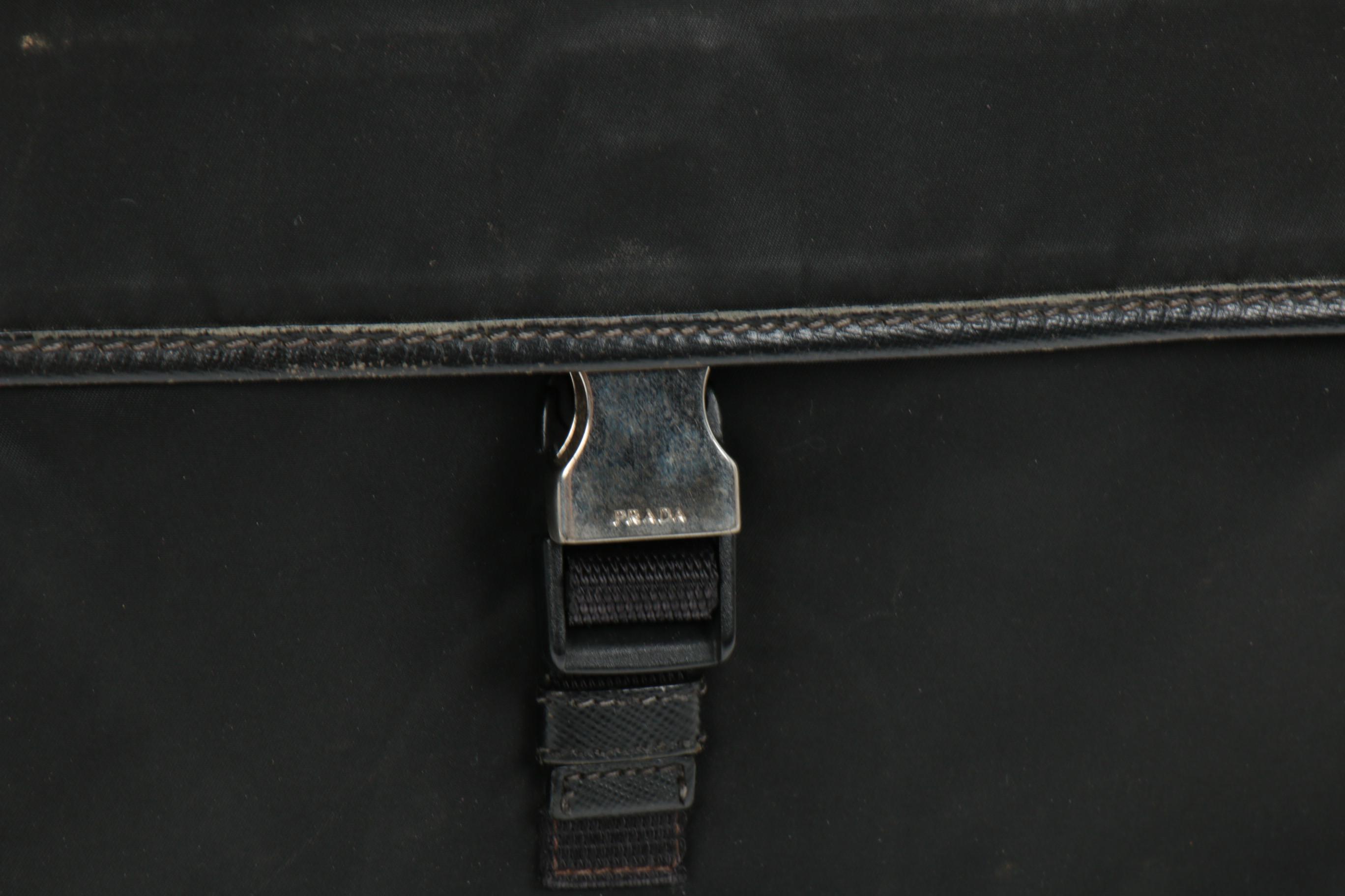 Prada  Crossbody Bag in Black Tessuto Nylon with Saffiano Leather Trim