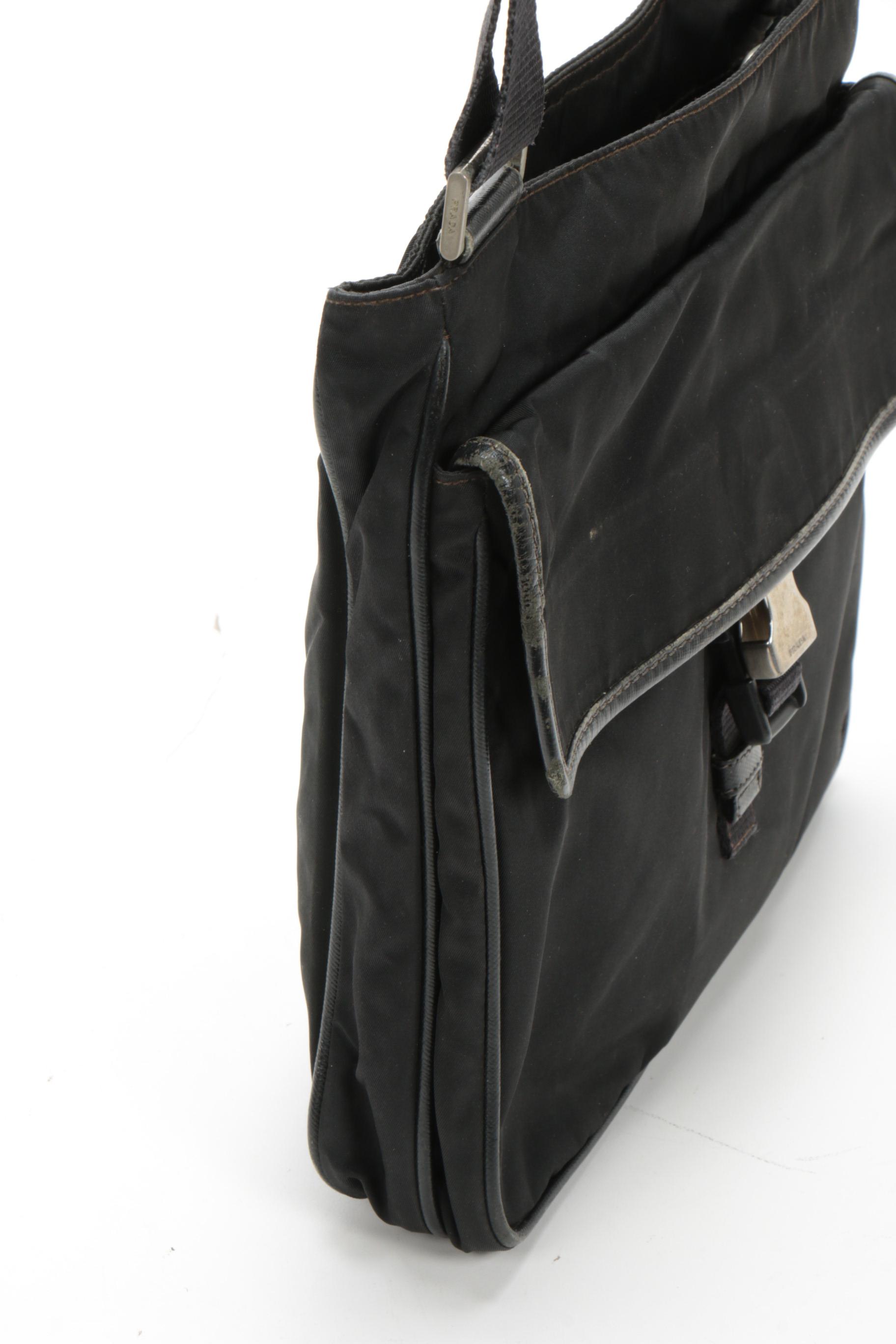 Prada  Crossbody Bag in Black Tessuto Nylon with Saffiano Leather Trim