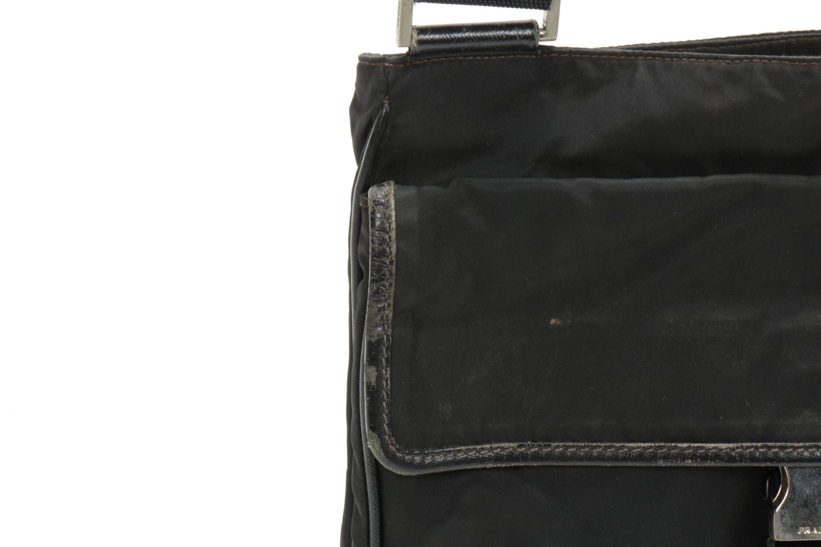 Prada  Crossbody Bag in Black Tessuto Nylon with Saffiano Leather Trim