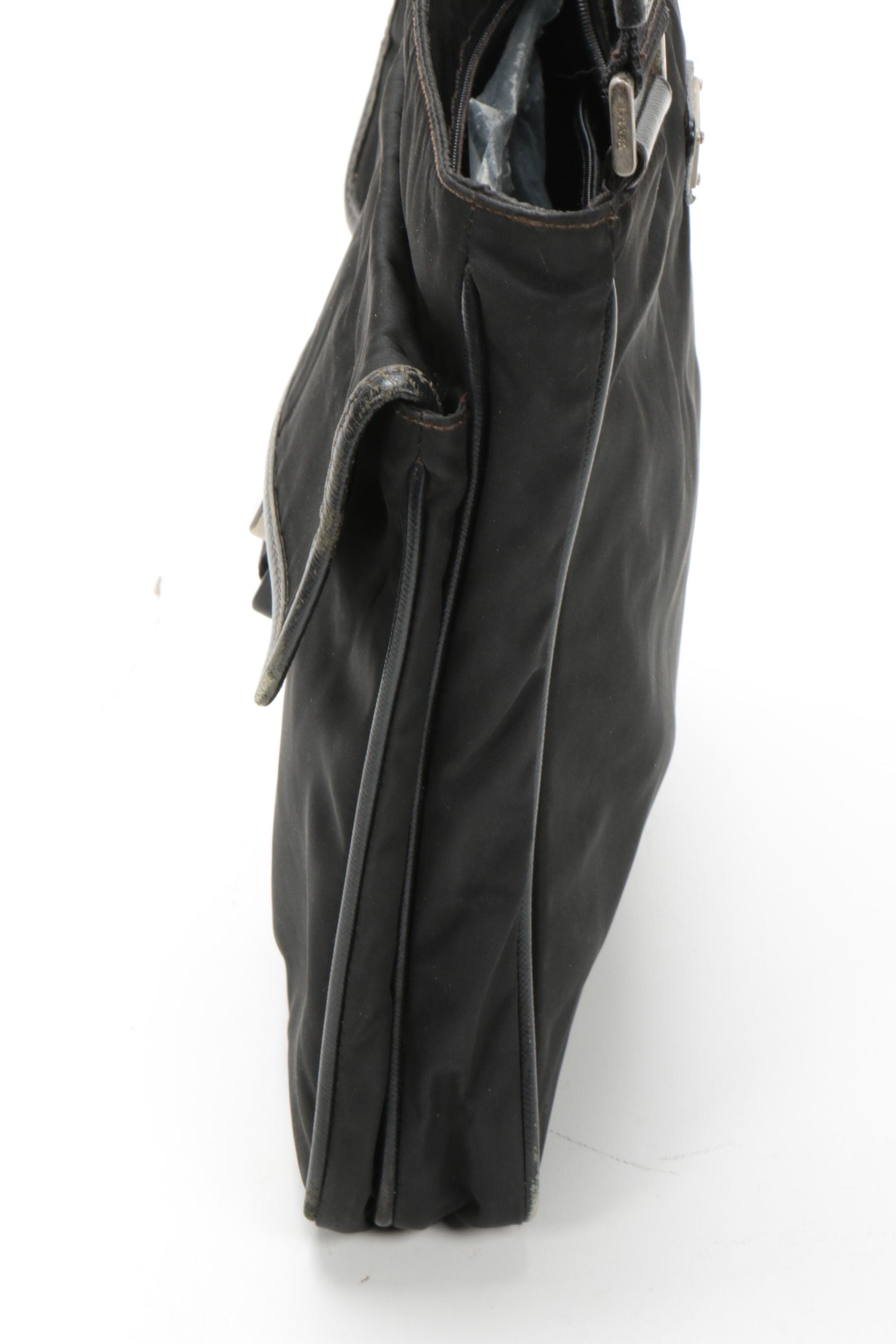 Prada  Crossbody Bag in Black Tessuto Nylon with Saffiano Leather Trim