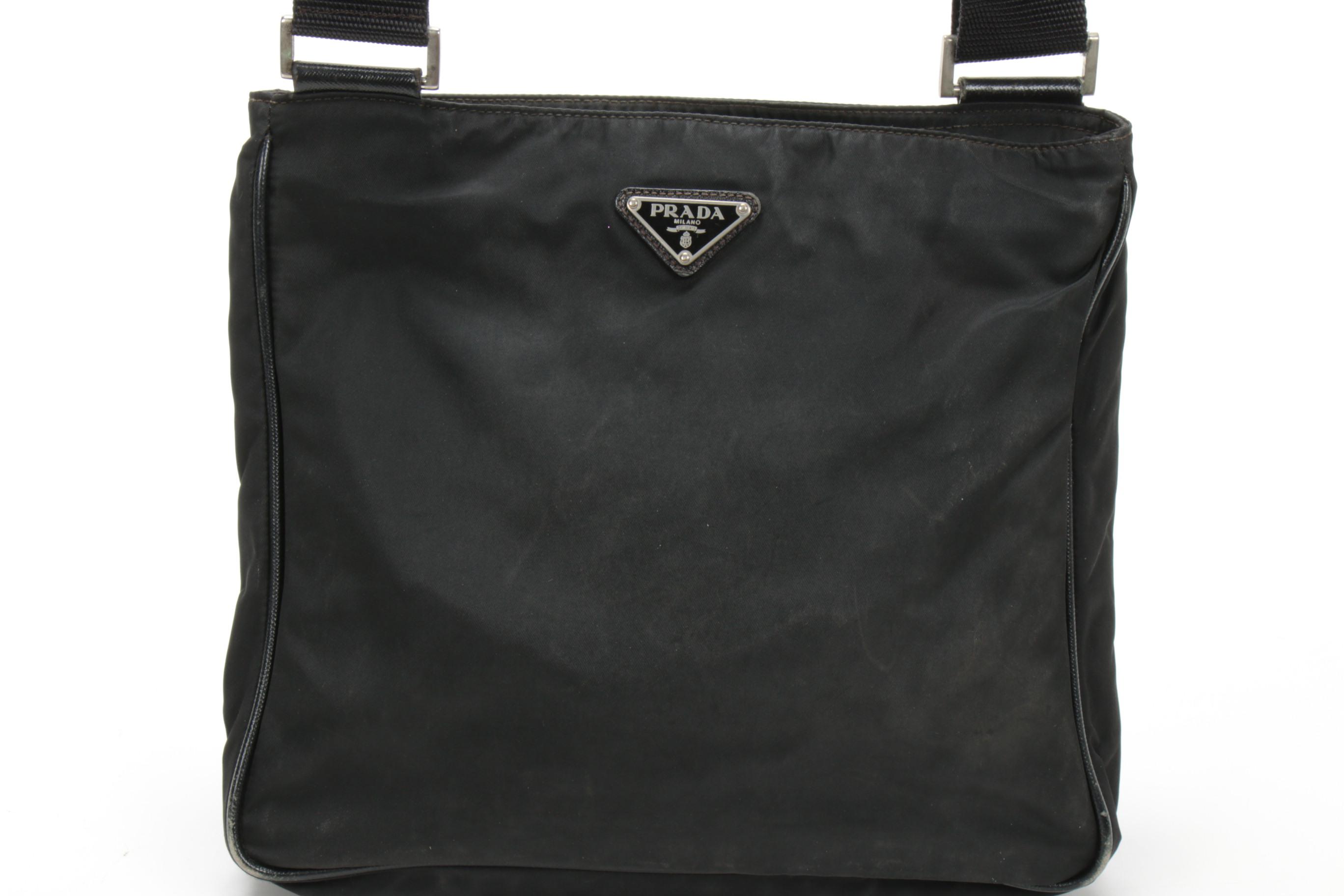 Prada  Crossbody Bag in Black Tessuto Nylon with Saffiano Leather Trim