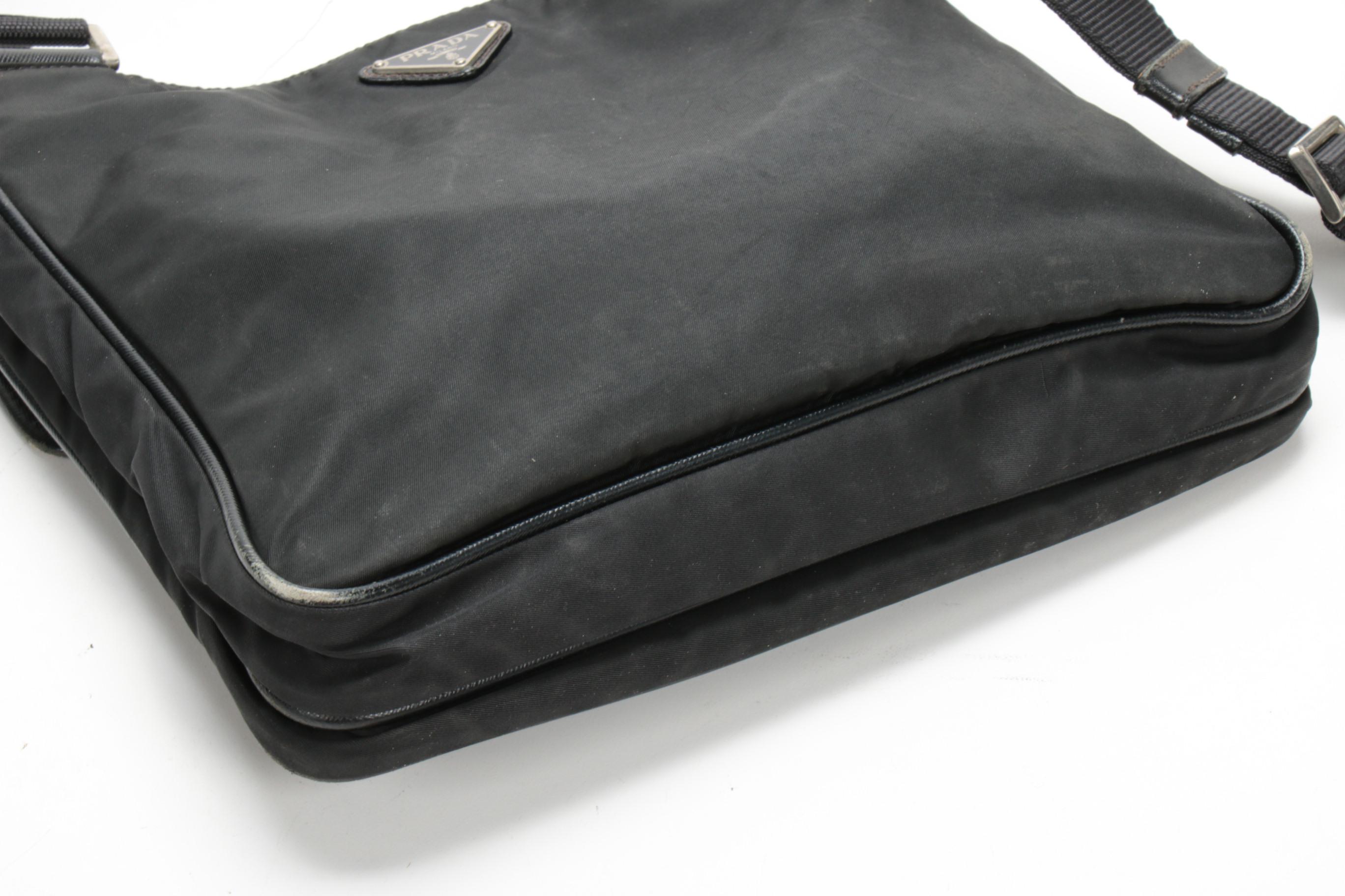 Prada  Crossbody Bag in Black Tessuto Nylon with Saffiano Leather Trim