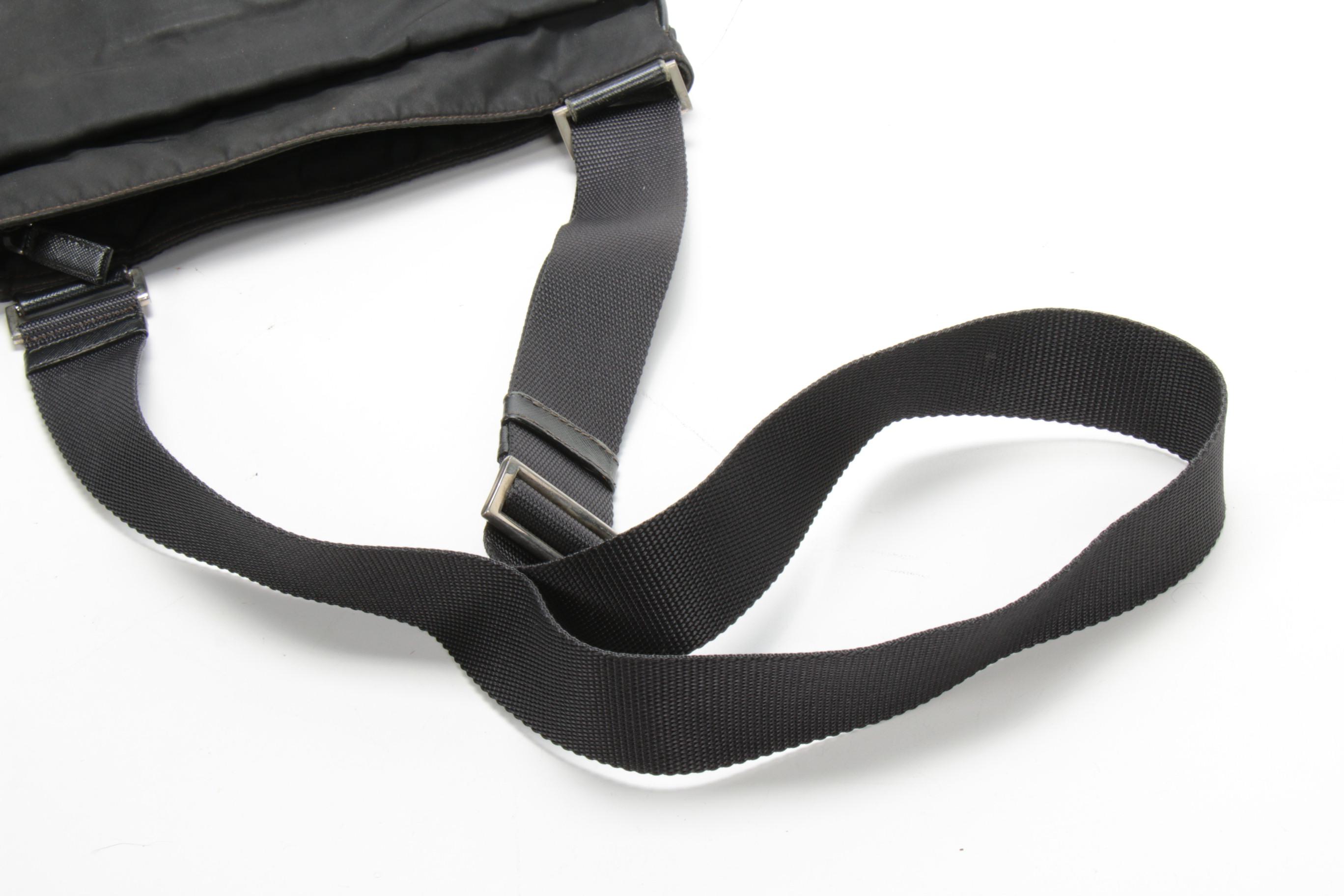 Prada  Crossbody Bag in Black Tessuto Nylon with Saffiano Leather Trim