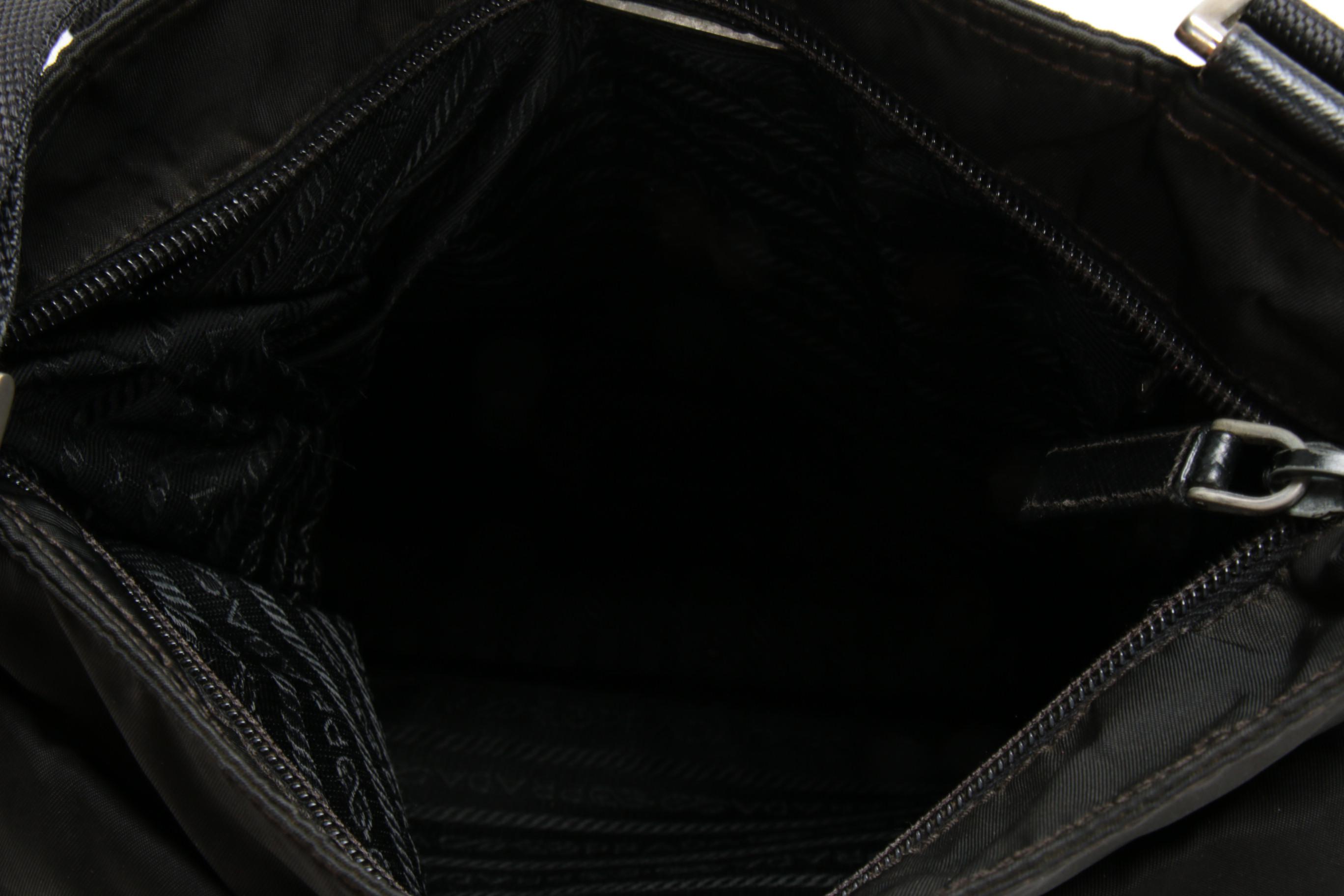 Prada  Crossbody Bag in Black Tessuto Nylon with Saffiano Leather Trim