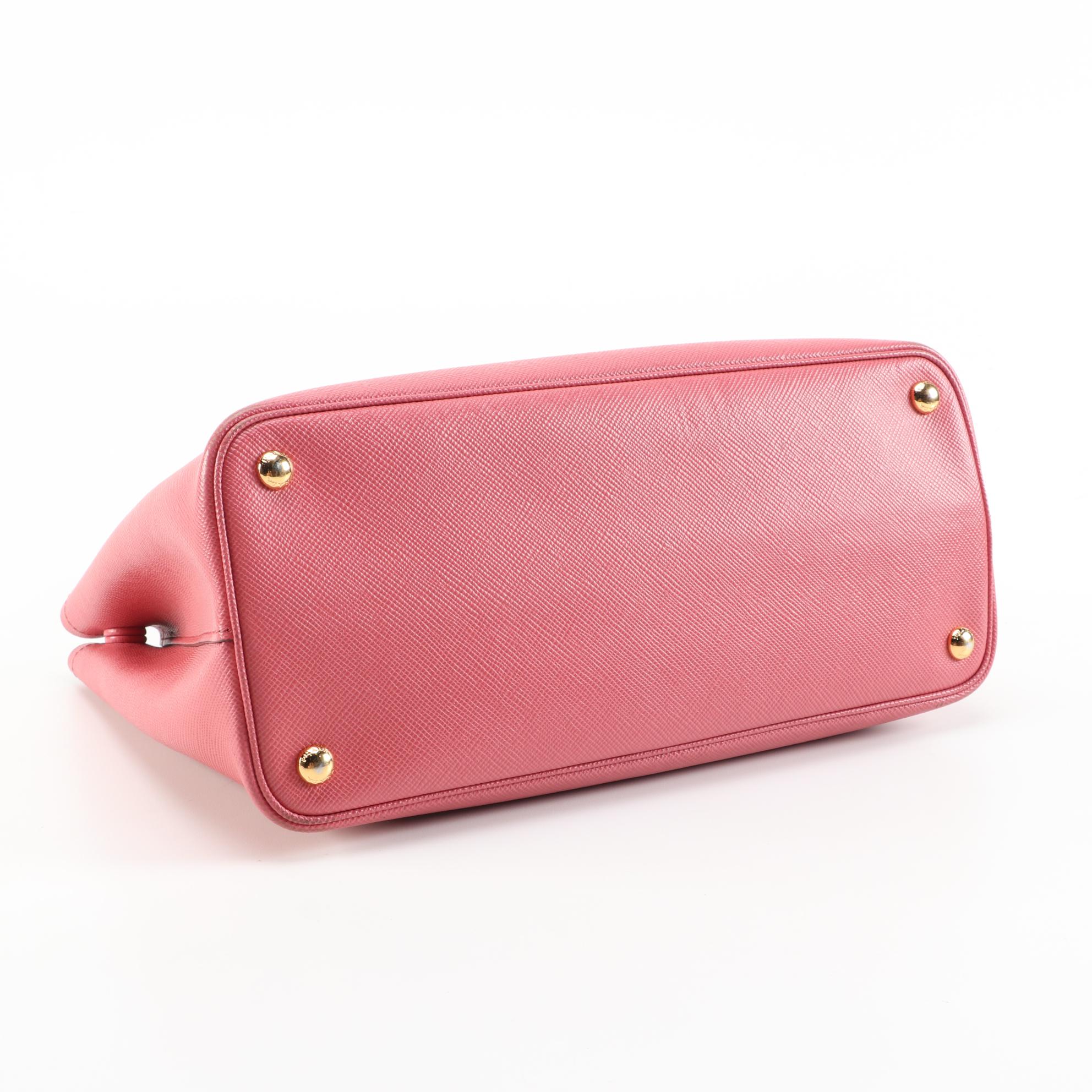 Prada Double Pink Saffiano Leather Two-Way Tote