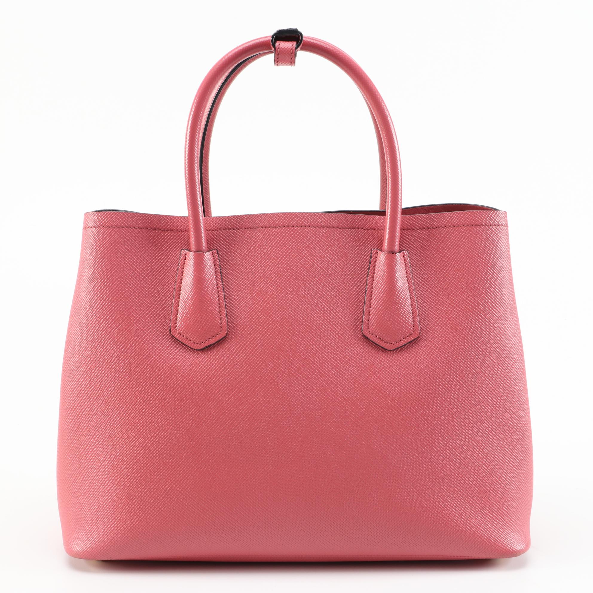 Prada Double Pink Saffiano Leather Two-Way Tote