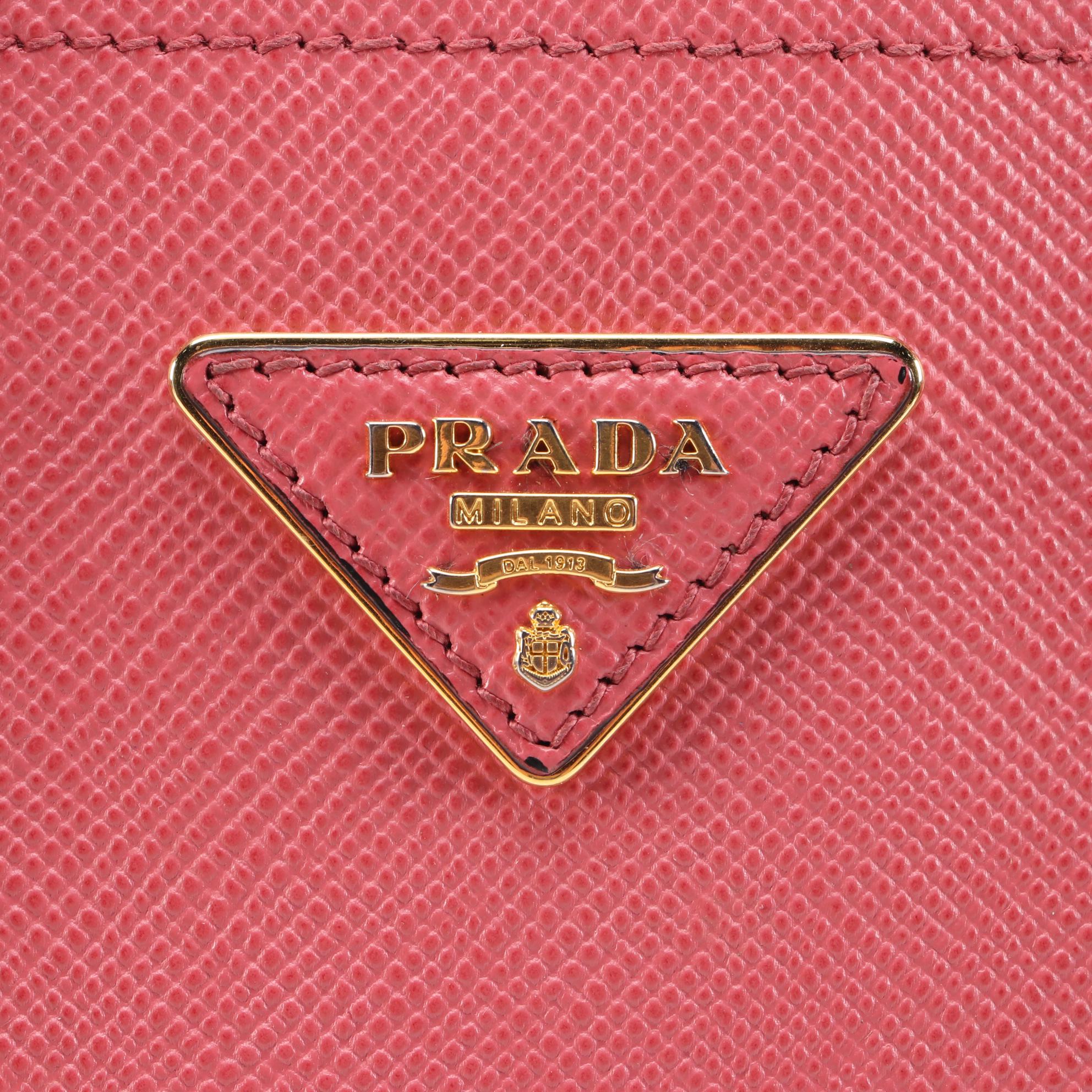 Prada Double Pink Saffiano Leather Two-Way Tote