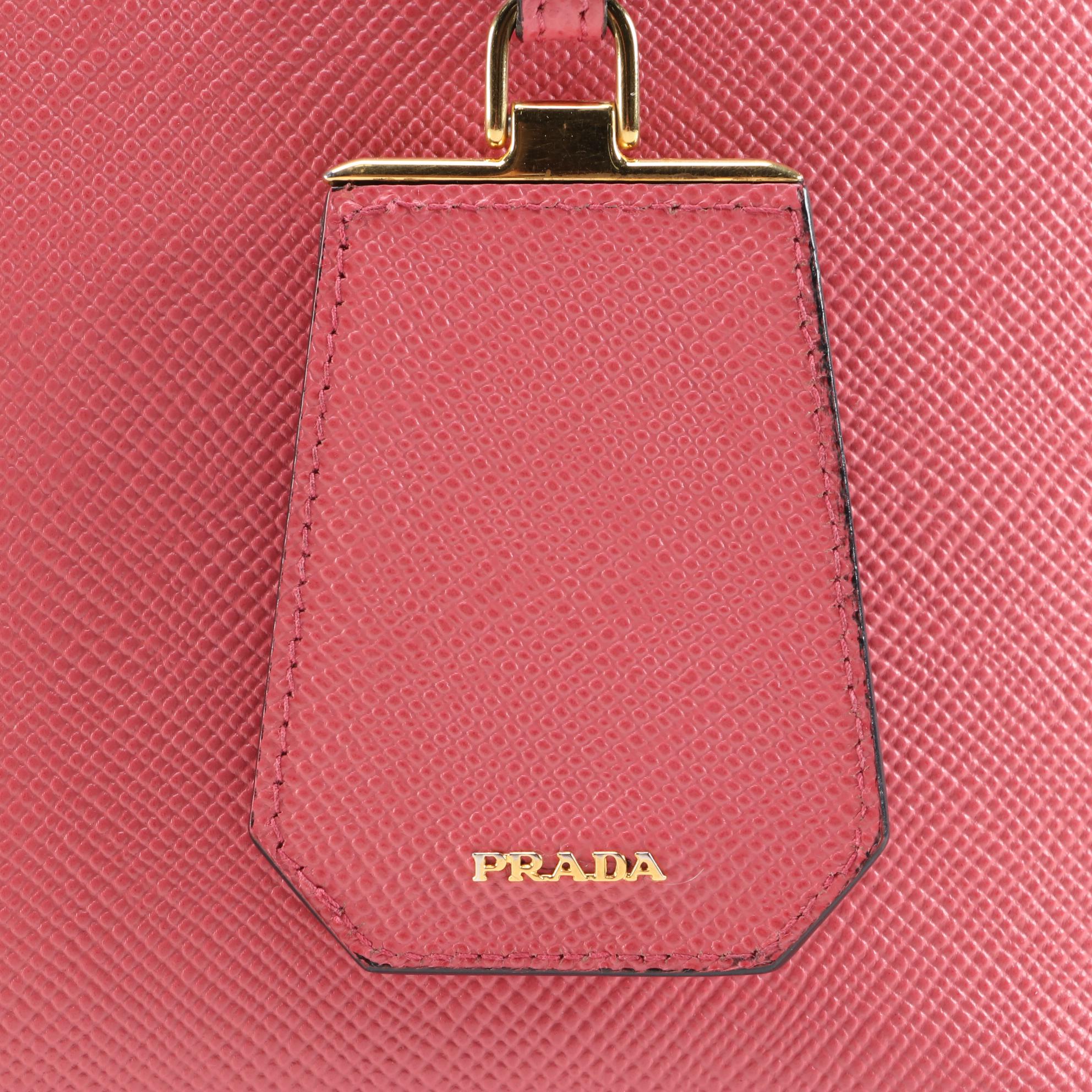 Prada Double Pink Saffiano Leather Two-Way Tote