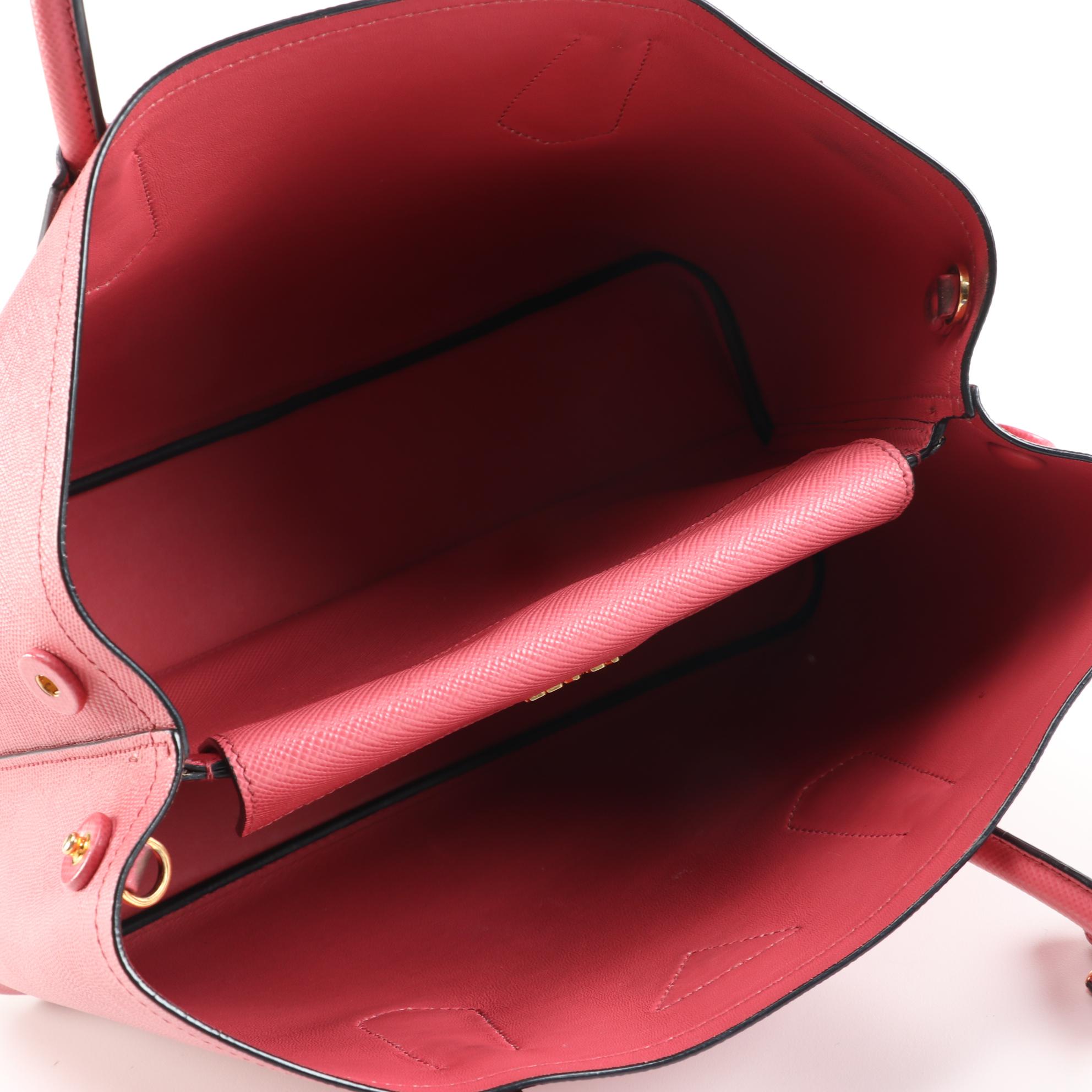 Prada Double Pink Saffiano Leather Two-Way Tote