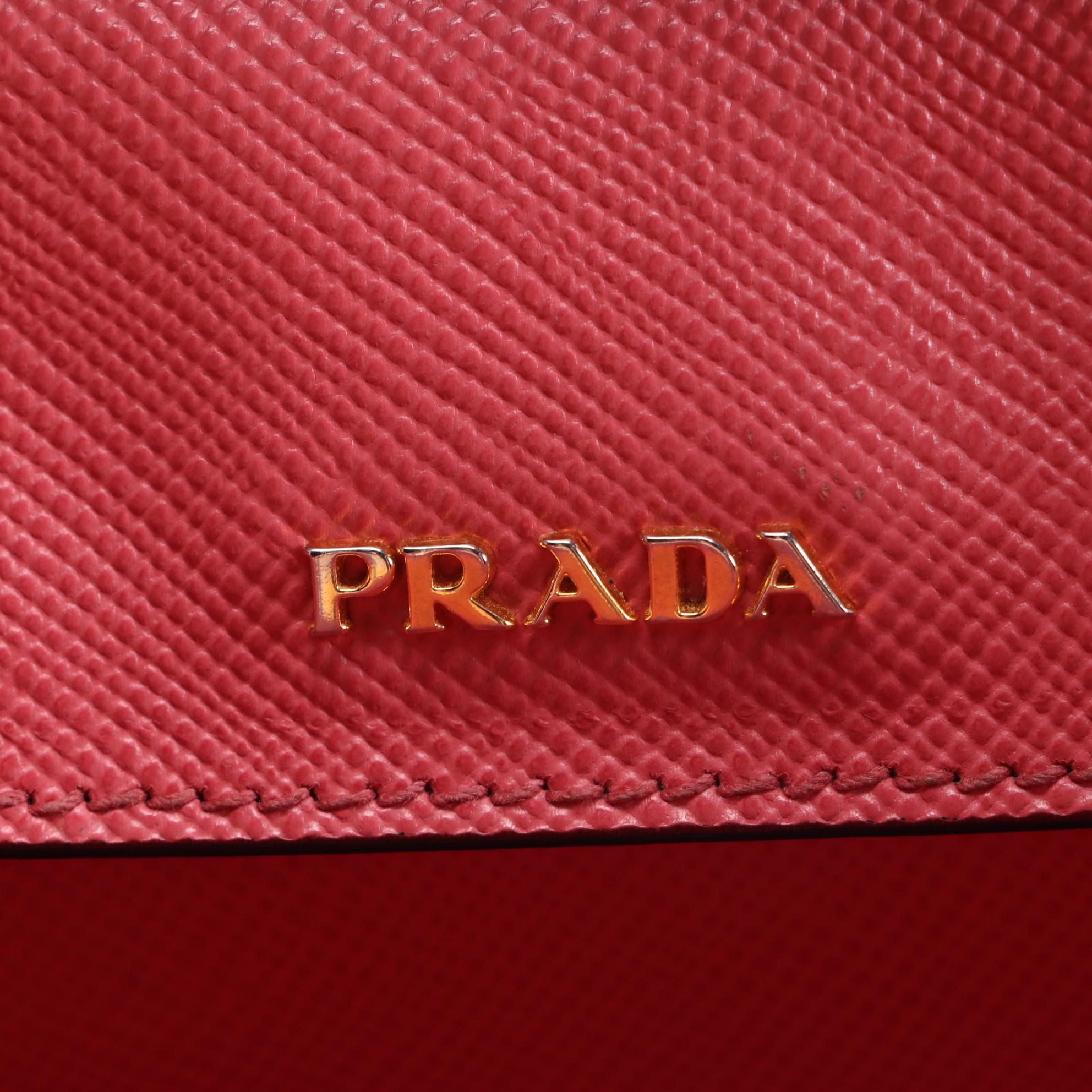 Prada Double Pink Saffiano Leather Two-Way Tote