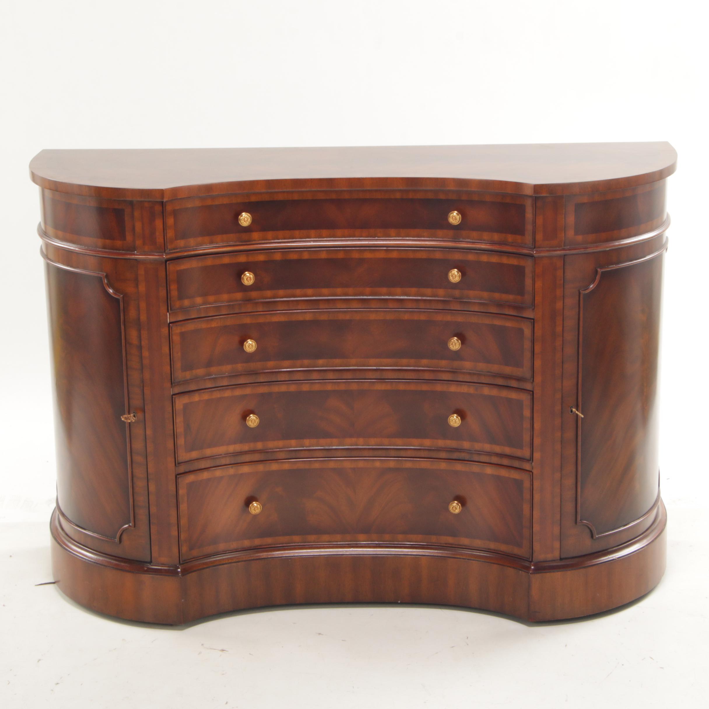 Maitland-Smith Regency Style Flame Mahogany and Crossbanded Five-Drawer Server