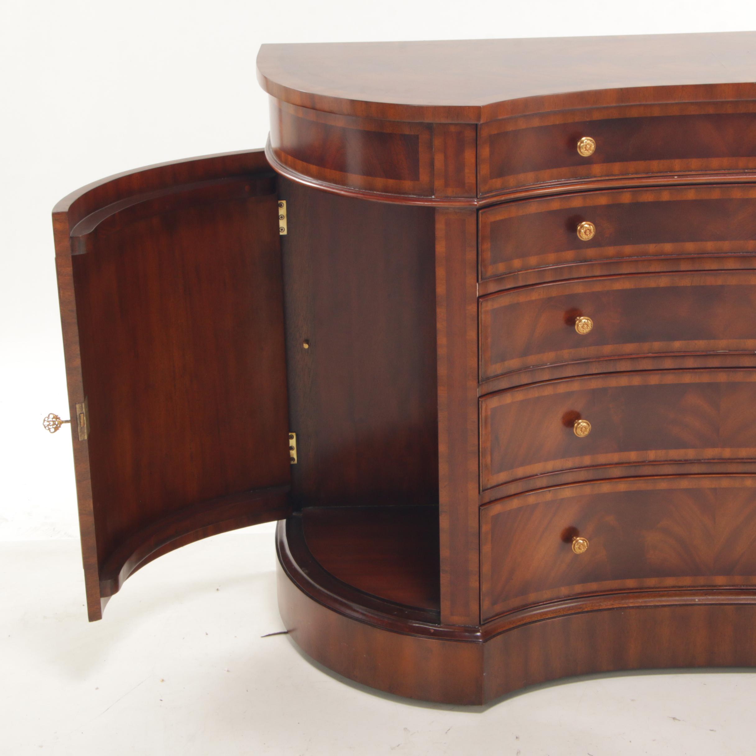 Maitland-Smith Regency Style Flame Mahogany and Crossbanded Five-Drawer Server