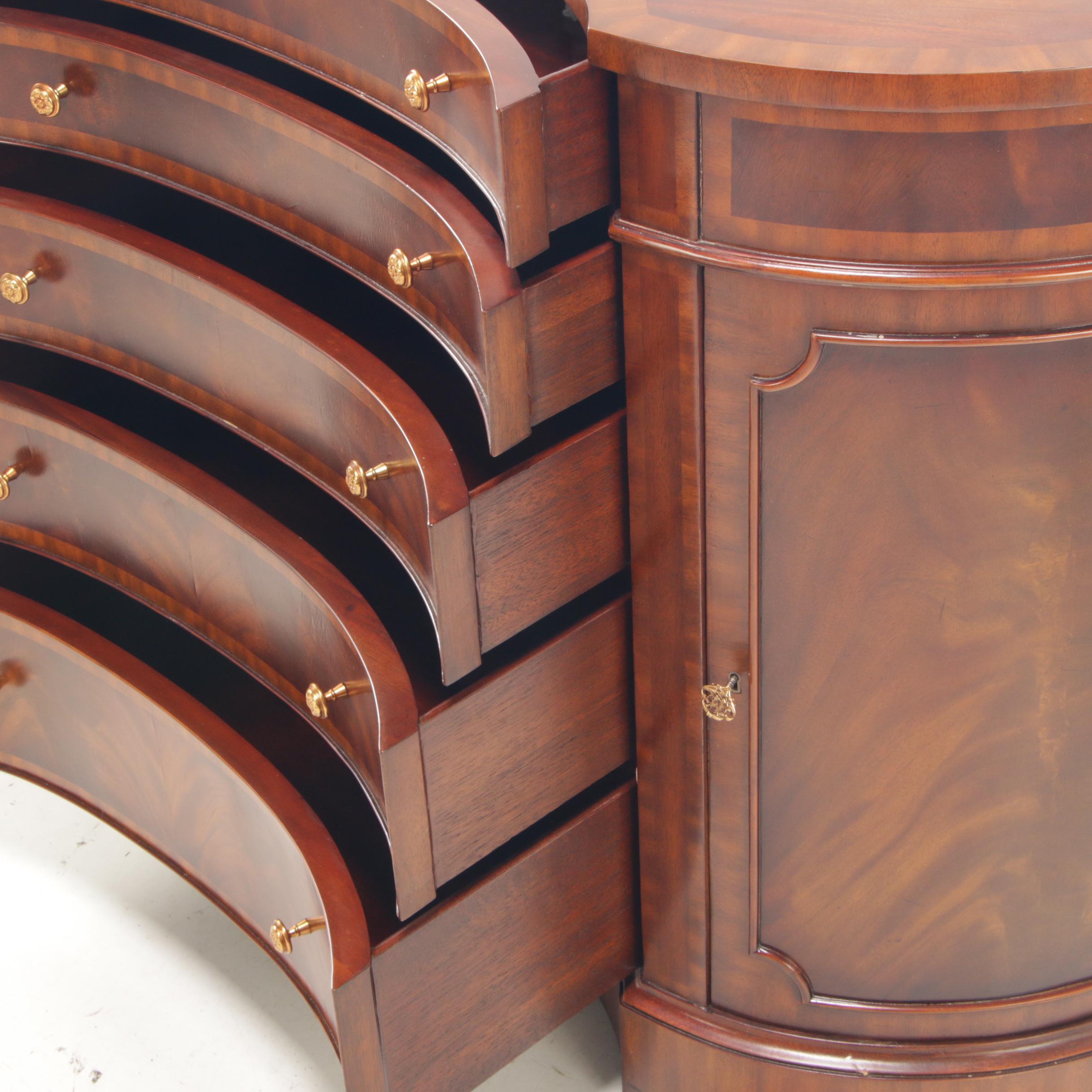 Maitland-Smith Regency Style Flame Mahogany and Crossbanded Five-Drawer Server