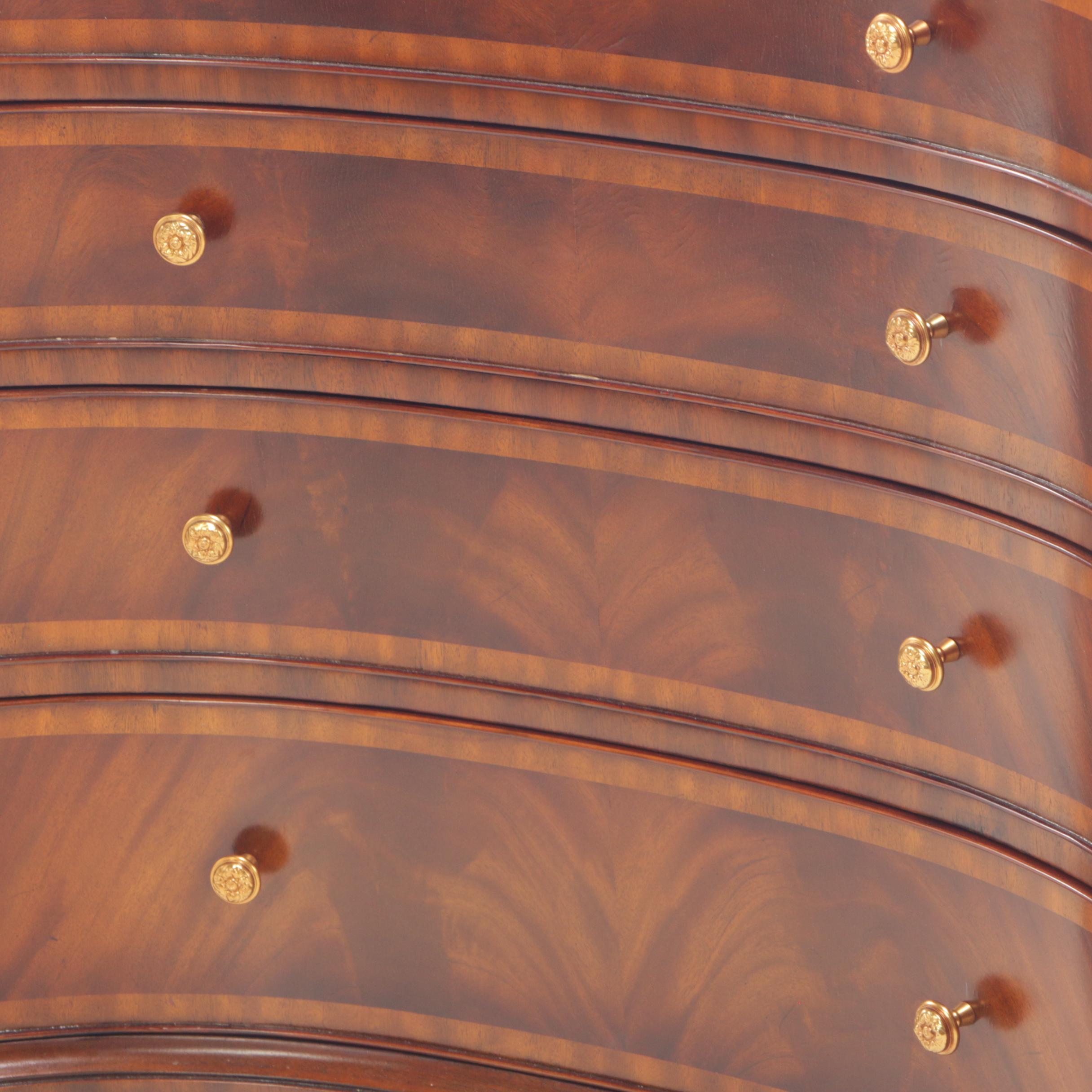 Maitland-Smith Regency Style Flame Mahogany and Crossbanded Five-Drawer Server