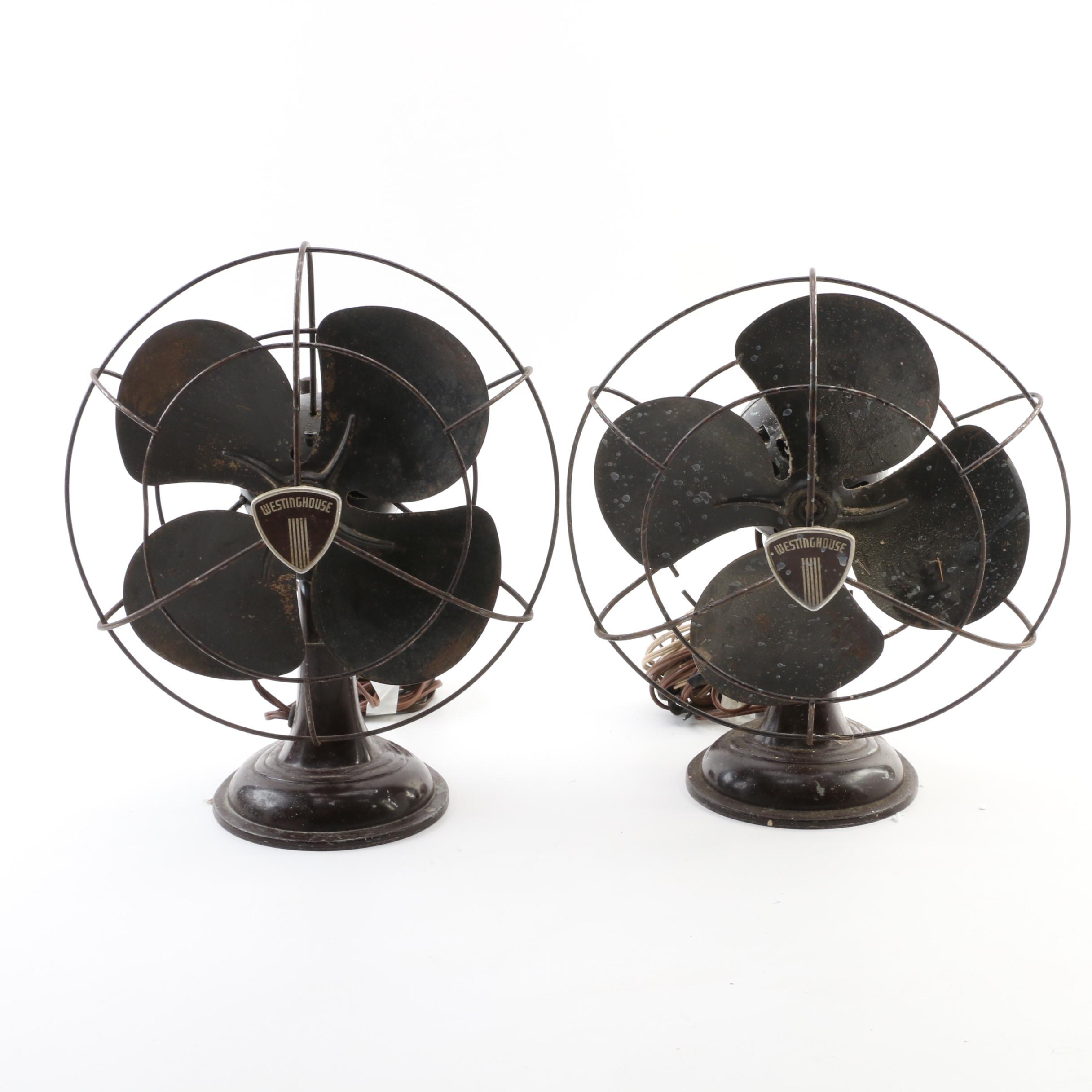 Westinghouse Portable Metal Table Fans, Mid-20th Century