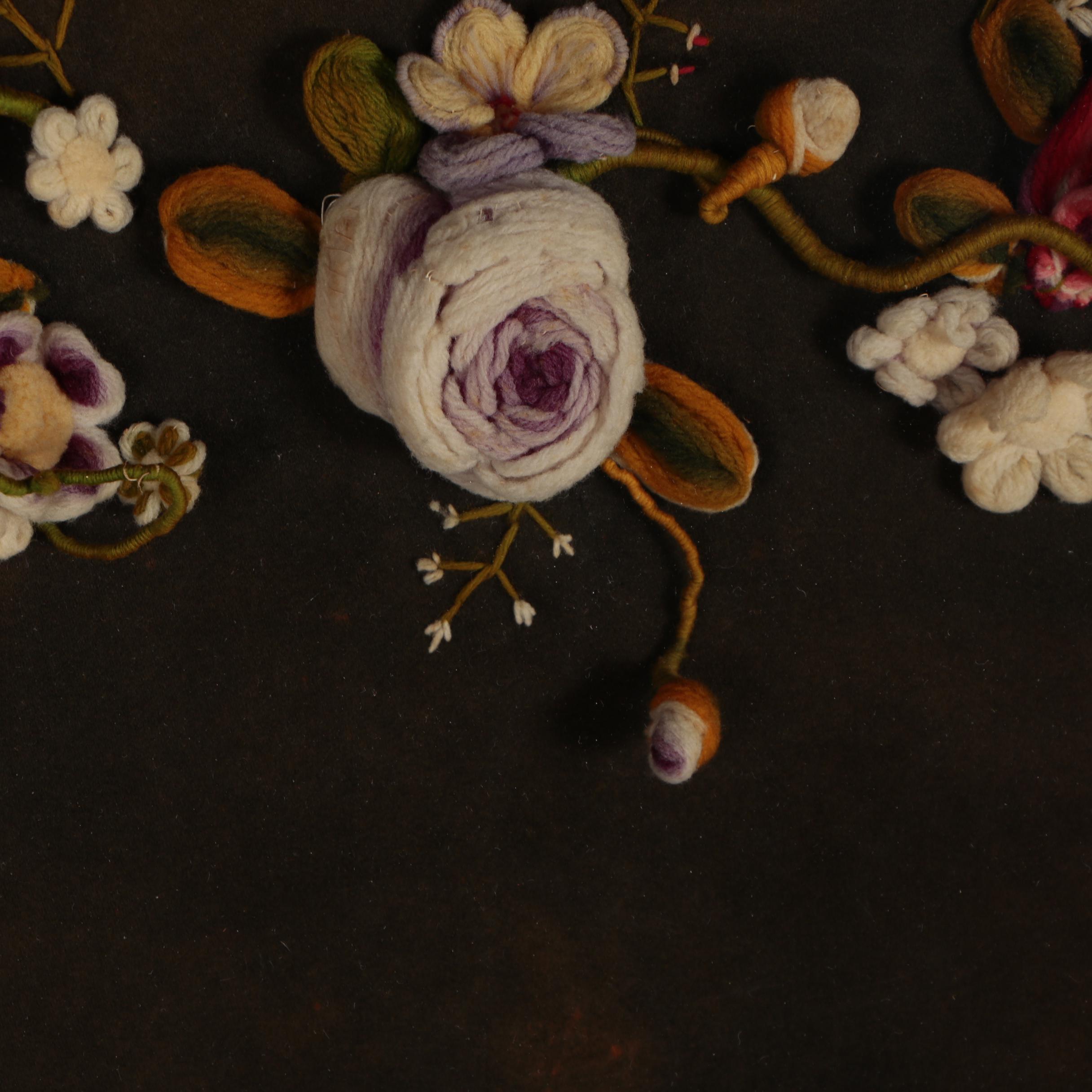 Victorian Style Stumpwork Wreath, 20th Century