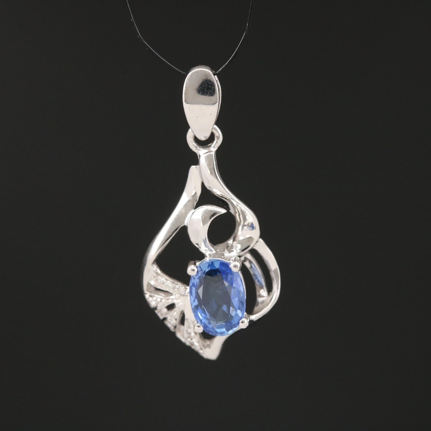 18K Sapphire and Diamond Pendant