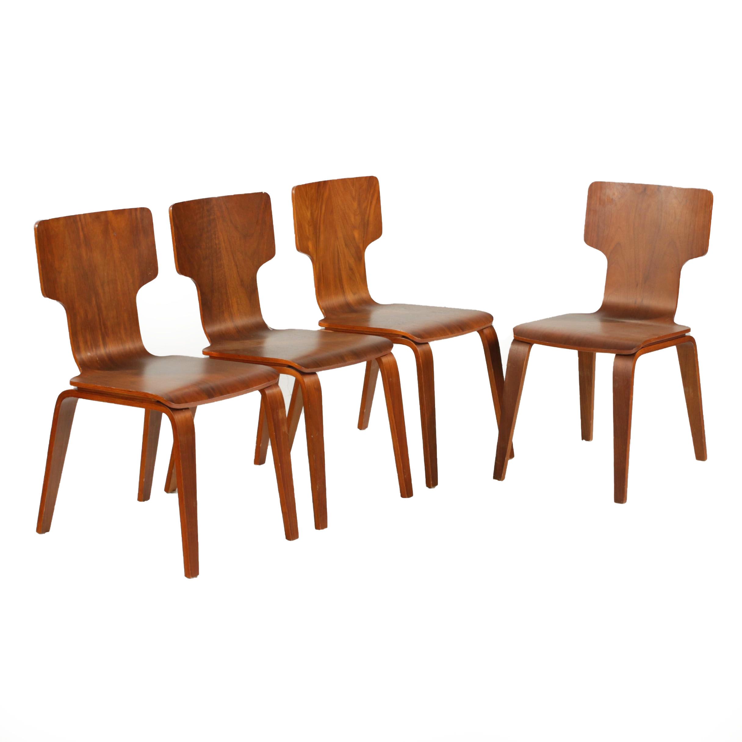 West Elm Bentwood Walnut Veneer Stackable Side Chairs