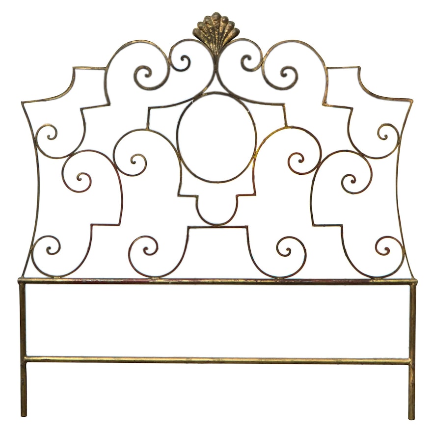 French Provincial Style Scrolled Metal Headboard, Mid-20th Century