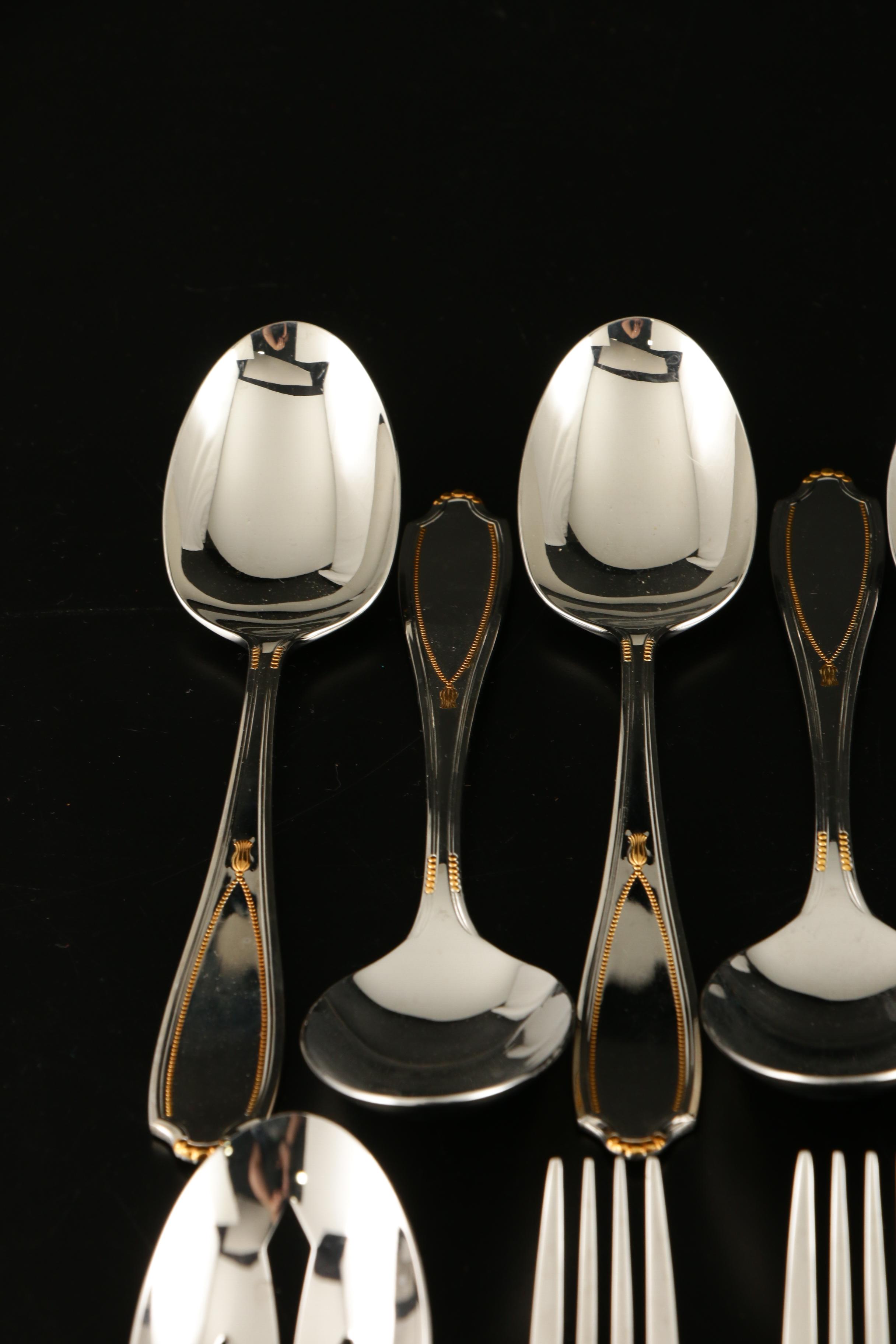 Yamazaki Stainless Steel "Victoria Gold" Flatware