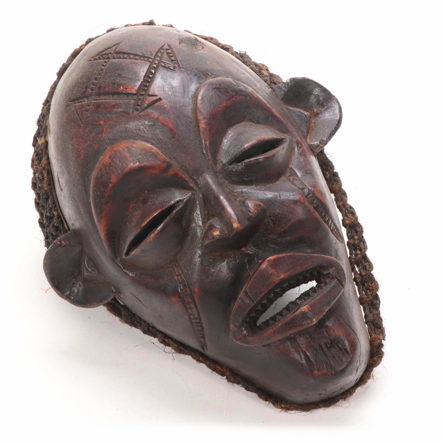 Chokwe Style Hand-Carved Wood Mask, Central Africa