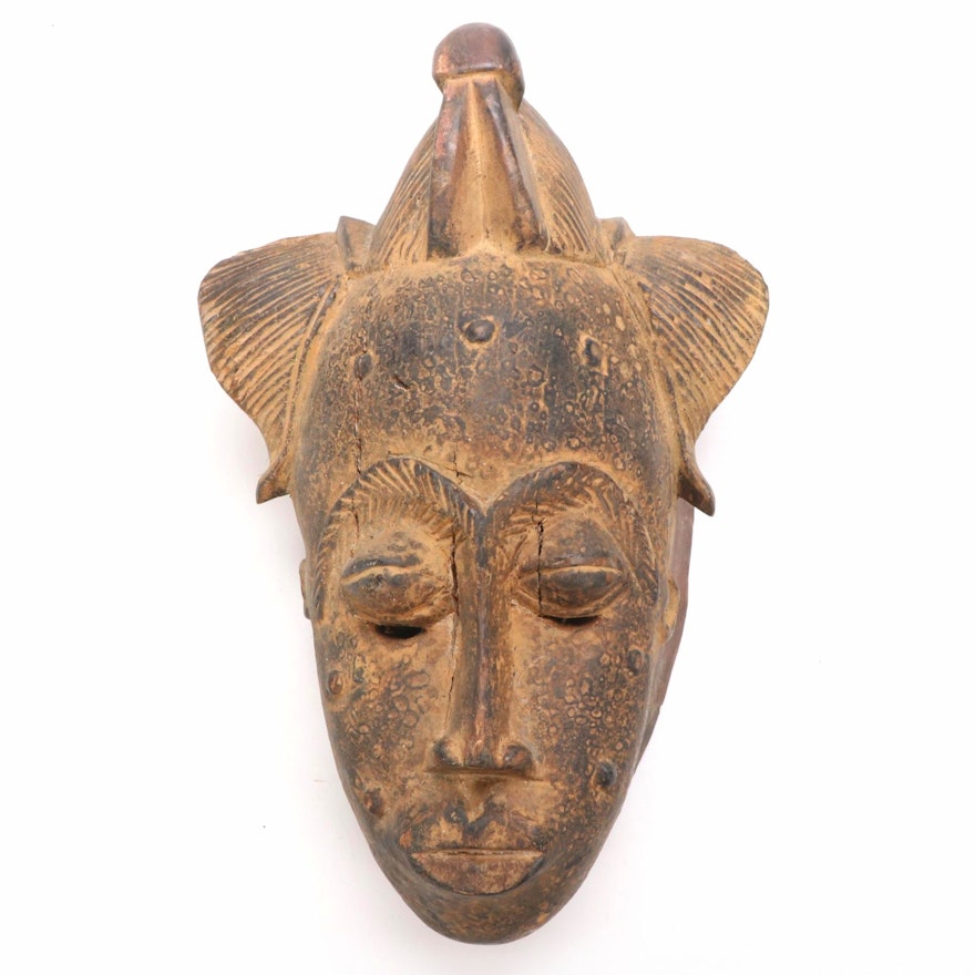 Baule Style Hand-Carved Wood Mask, Côte d'Ivoire