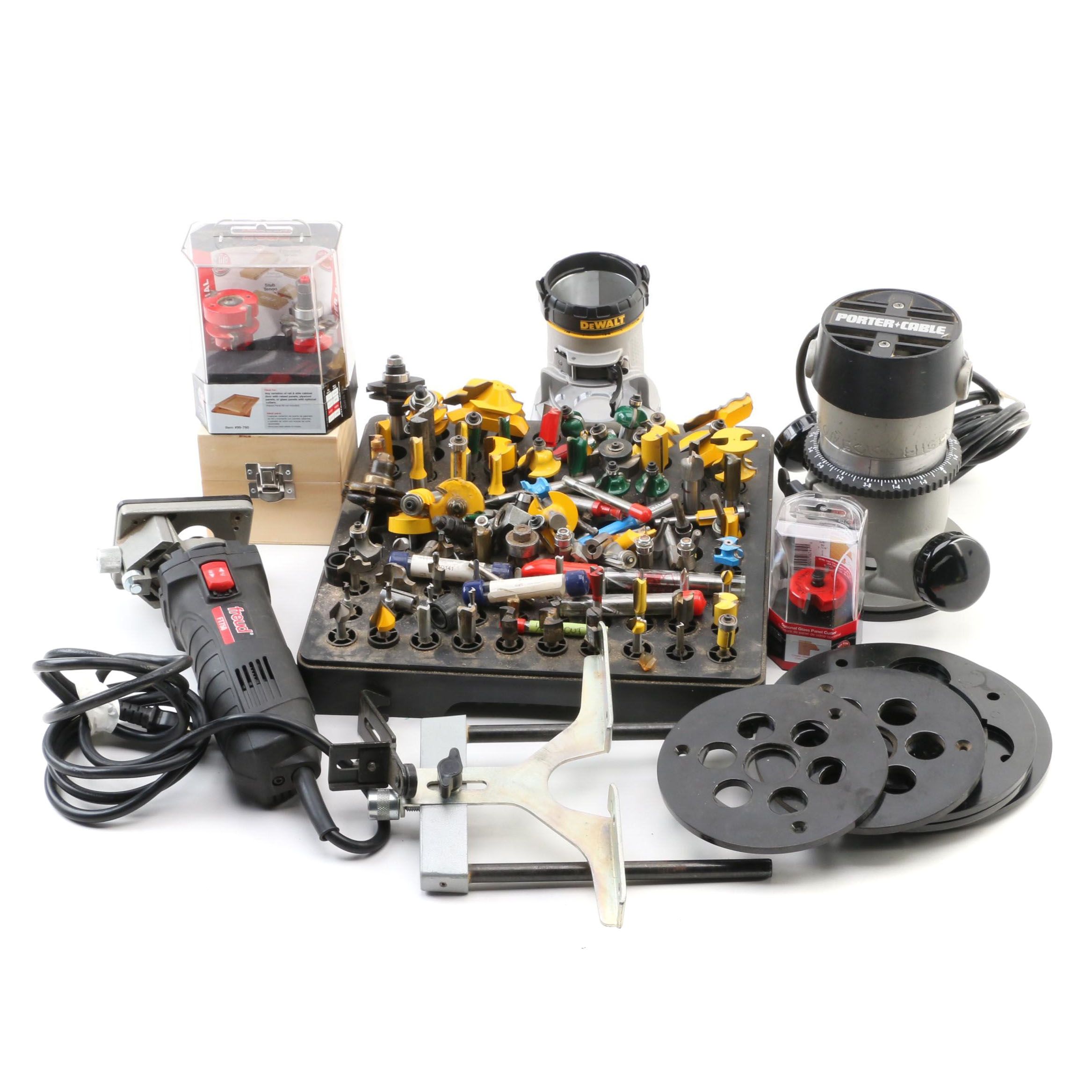 Porter-Cable Heavy Duty Router, Freud Mini Router, Jigs and Accessories