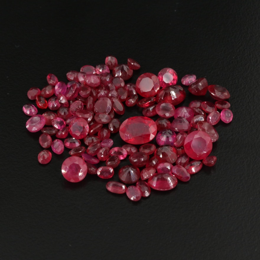 Loose 50.28 CTW Oval and Round Faceted Rubies