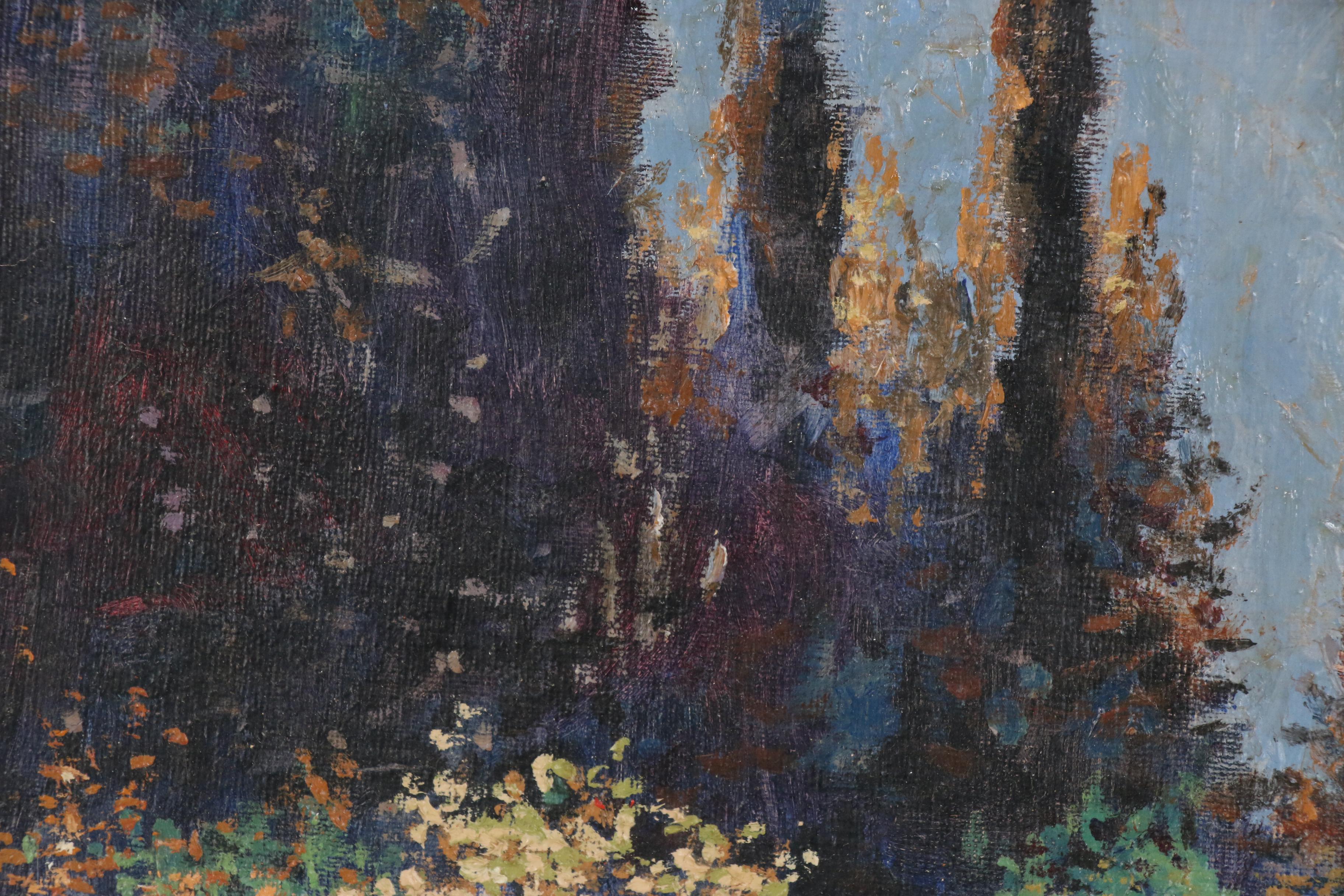 Oil Painting after Claude Monet "Woman in the Garden," Mid 20th Century