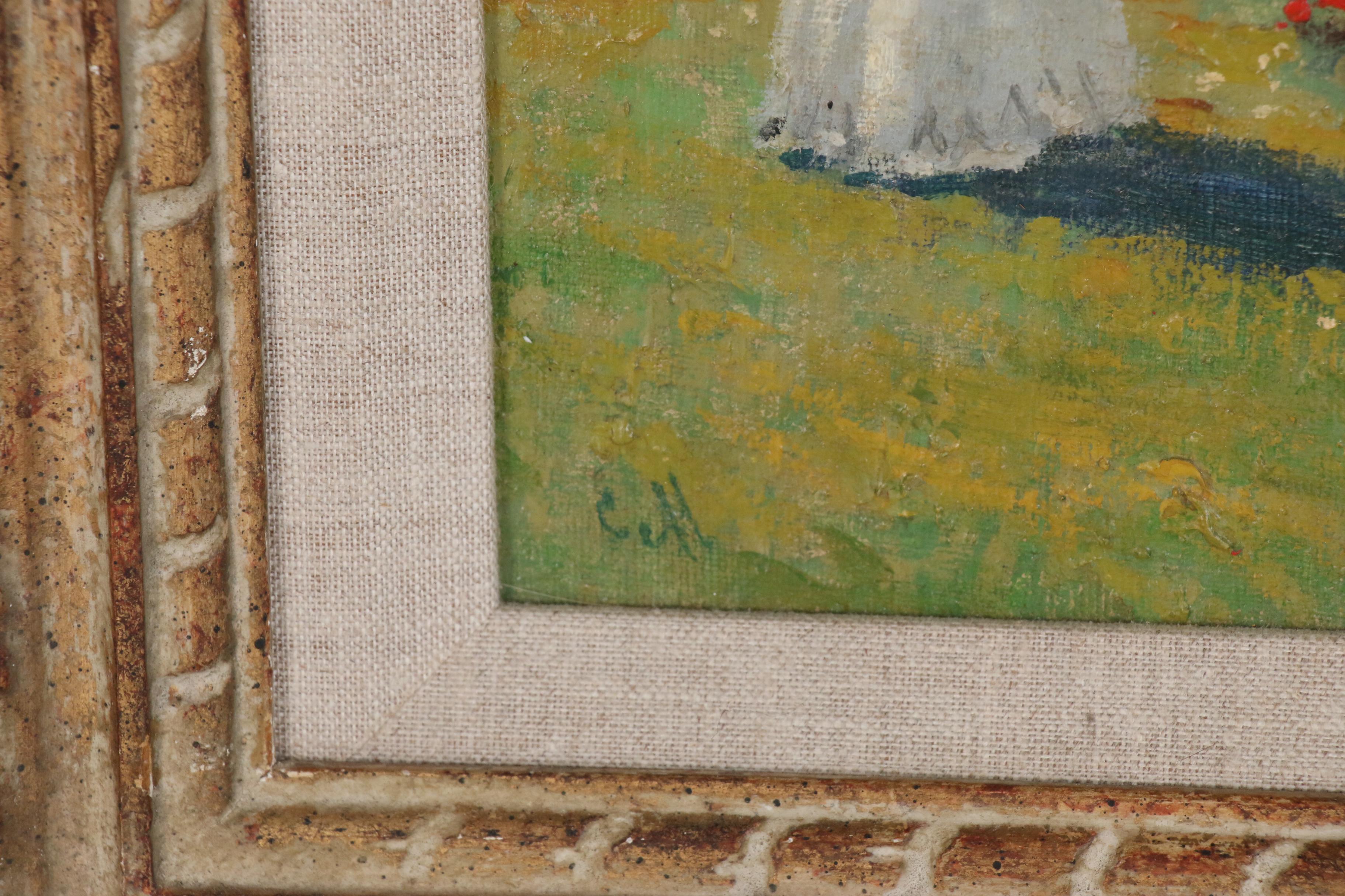 Oil Painting after Claude Monet "Woman in the Garden," Mid 20th Century