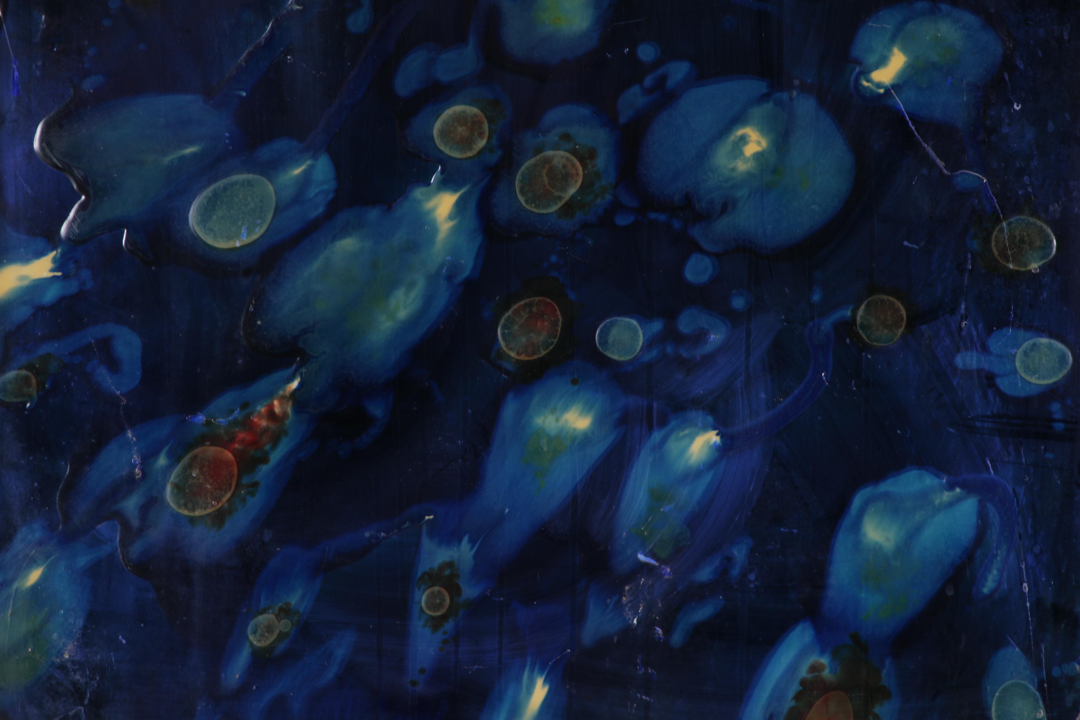 Kanti Campagna Enamel Painting on Metal "Fireworks", 1981