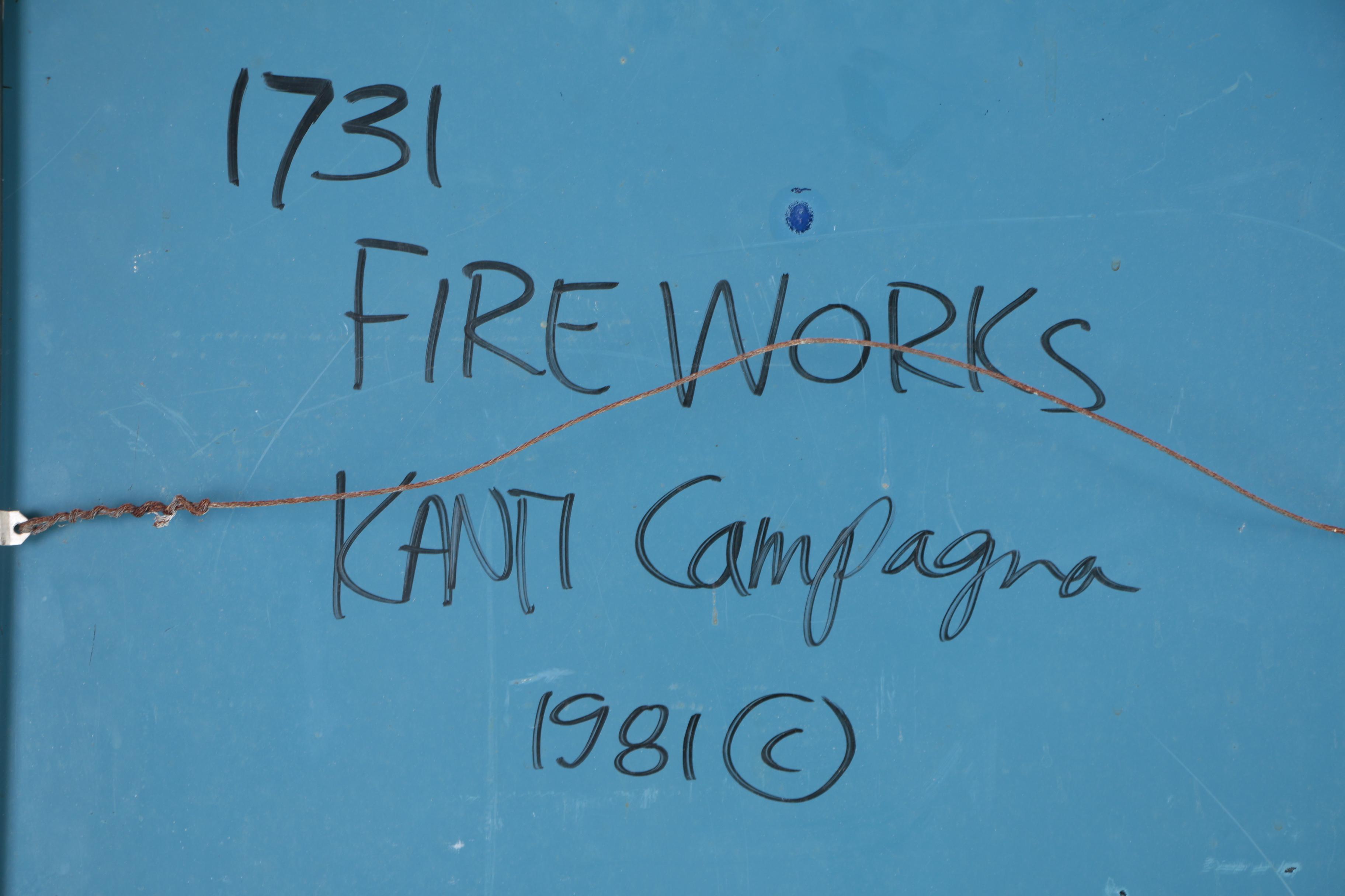 Kanti Campagna Enamel Painting on Metal "Fireworks", 1981