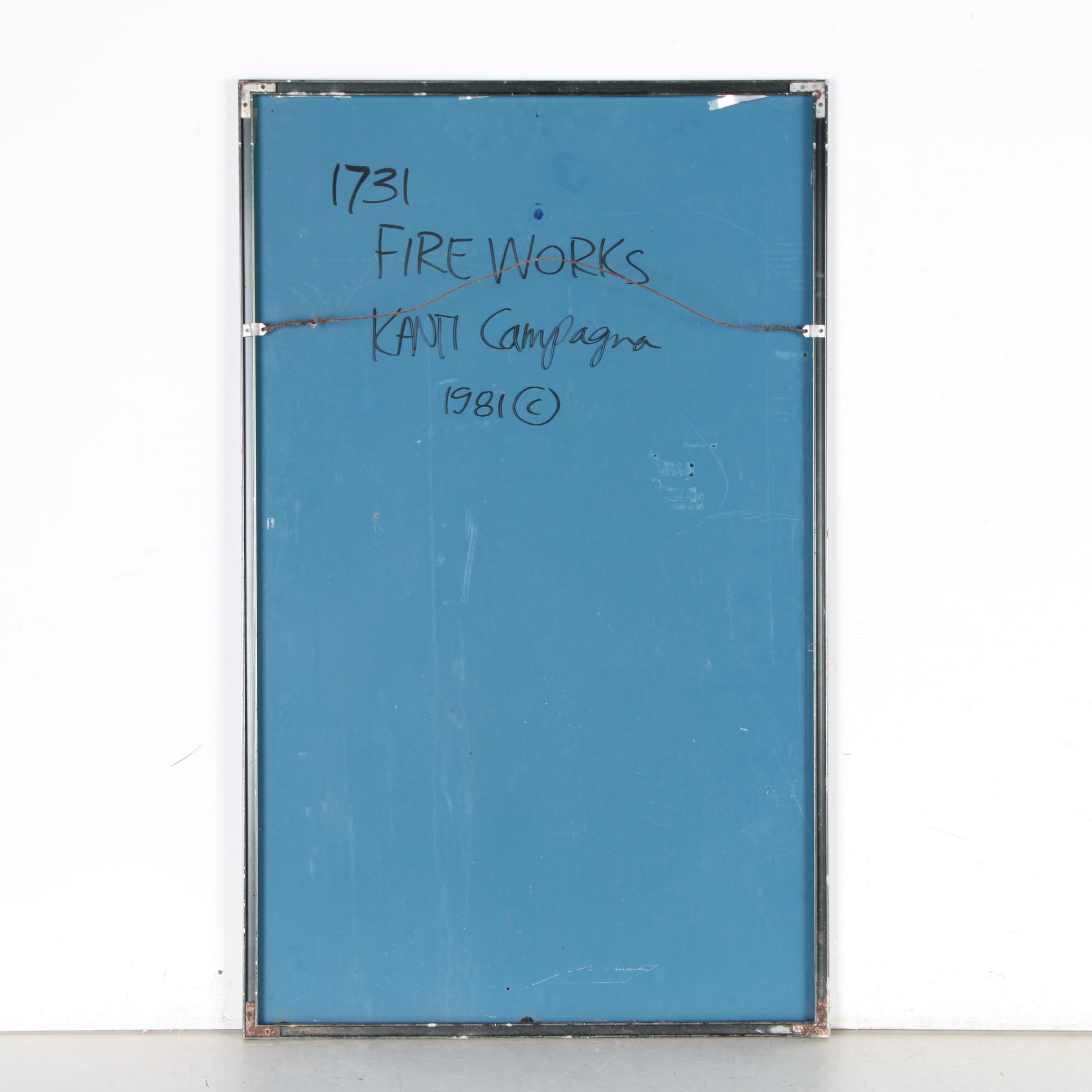 Kanti Campagna Enamel Painting on Metal "Fireworks", 1981