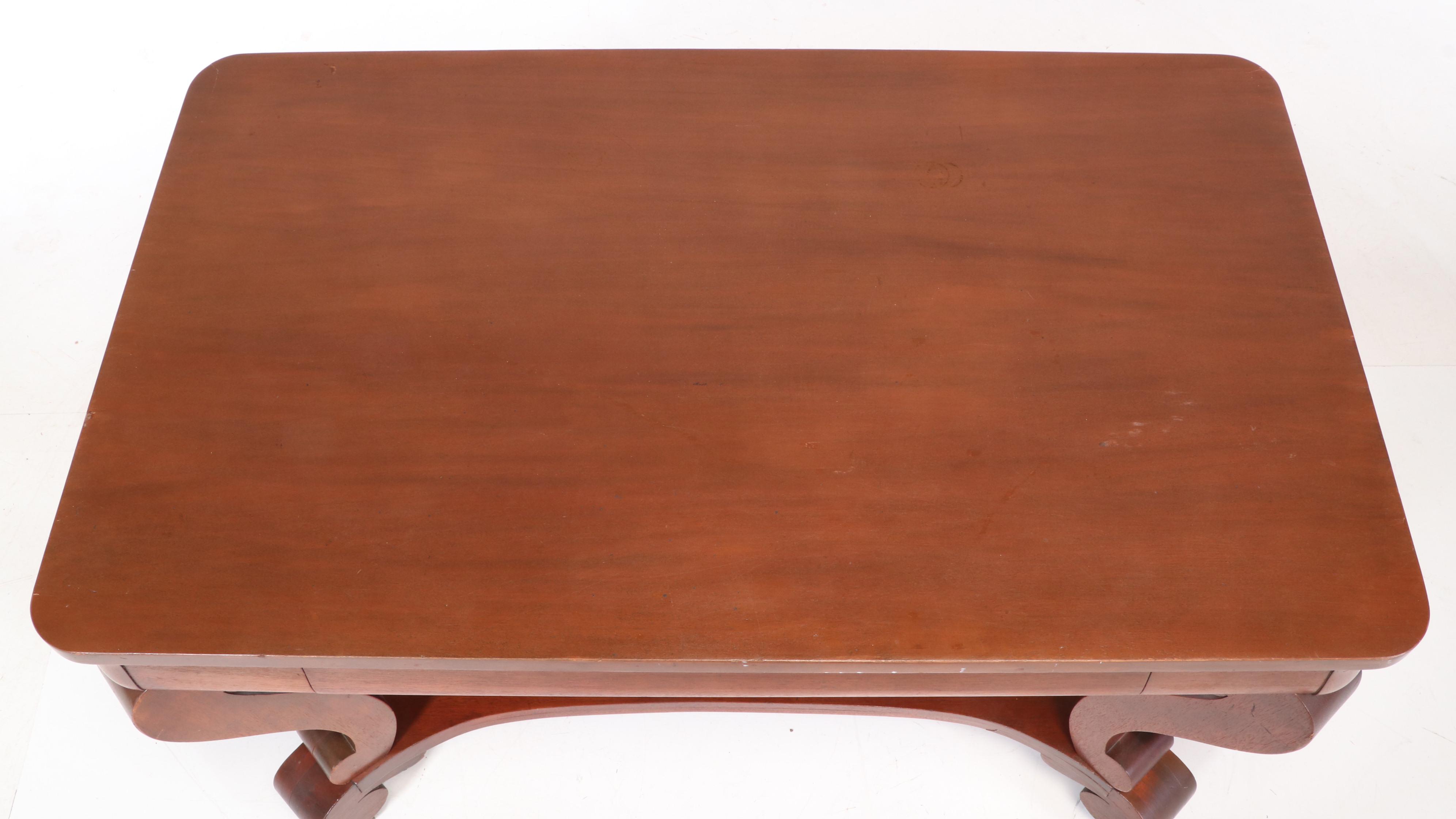 Empire Revival Mahogany Library Table, Early 20th Century