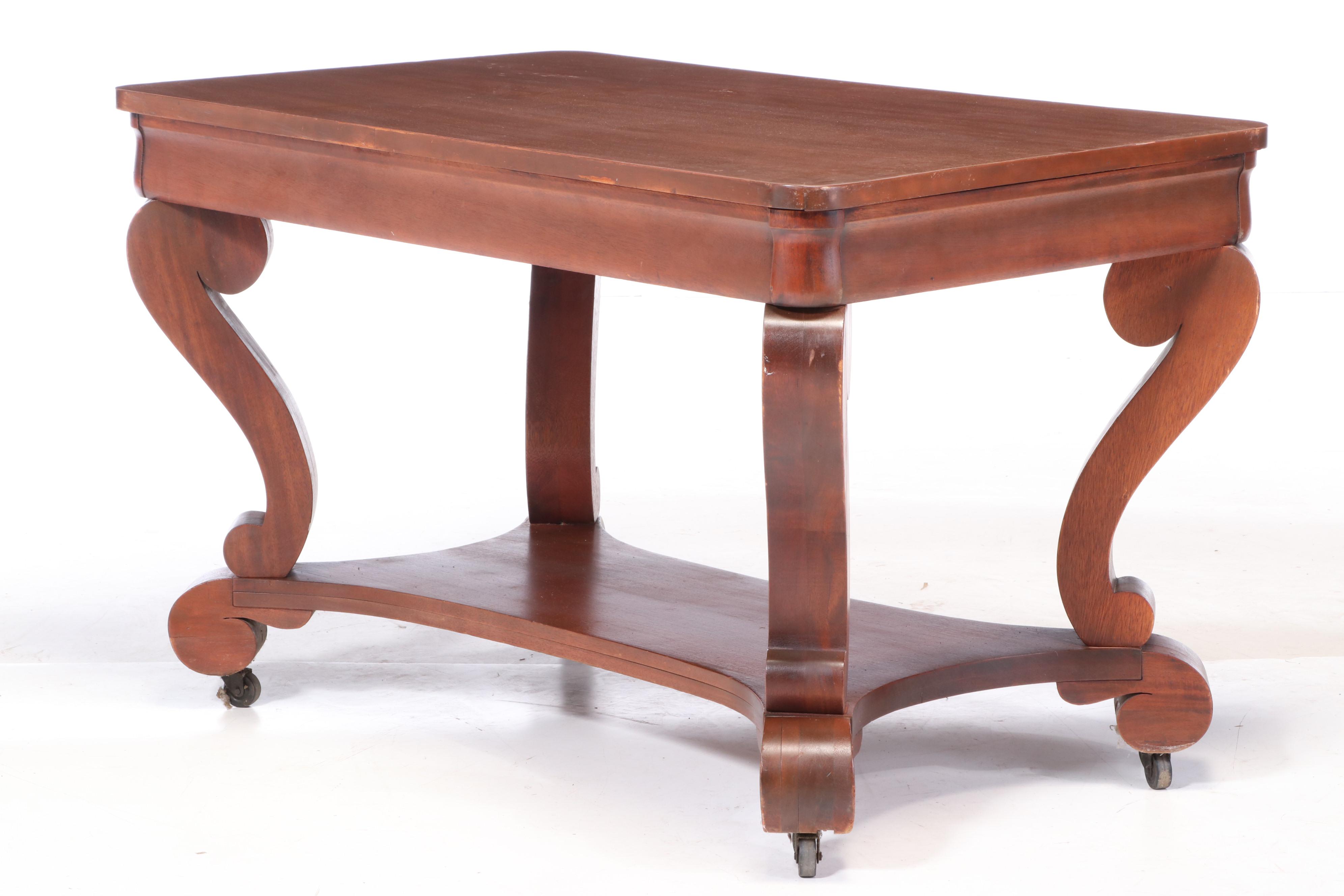 Empire Revival Mahogany Library Table, Early 20th Century
