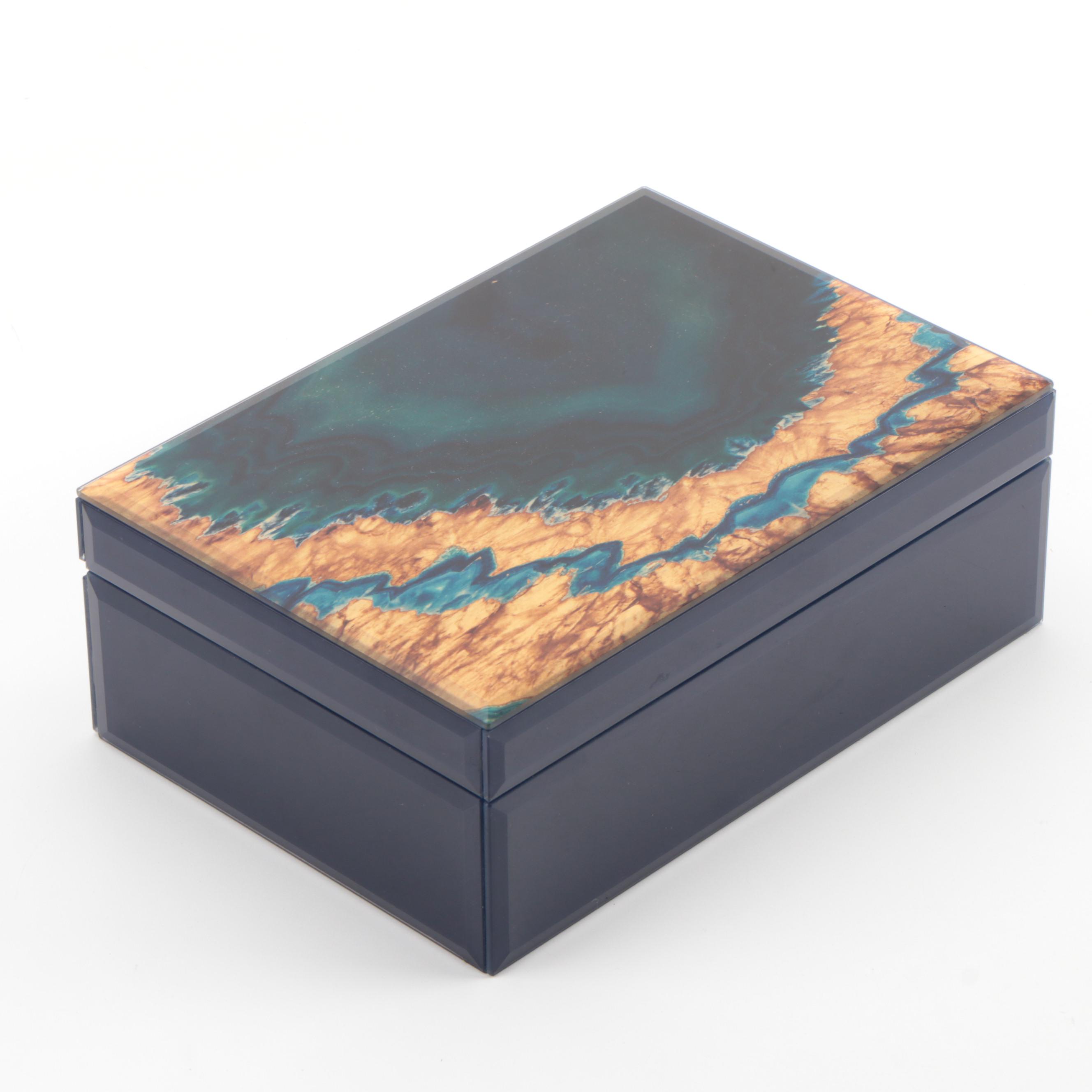 Tahari Home Metallic Abstract Inlay Lidded Box