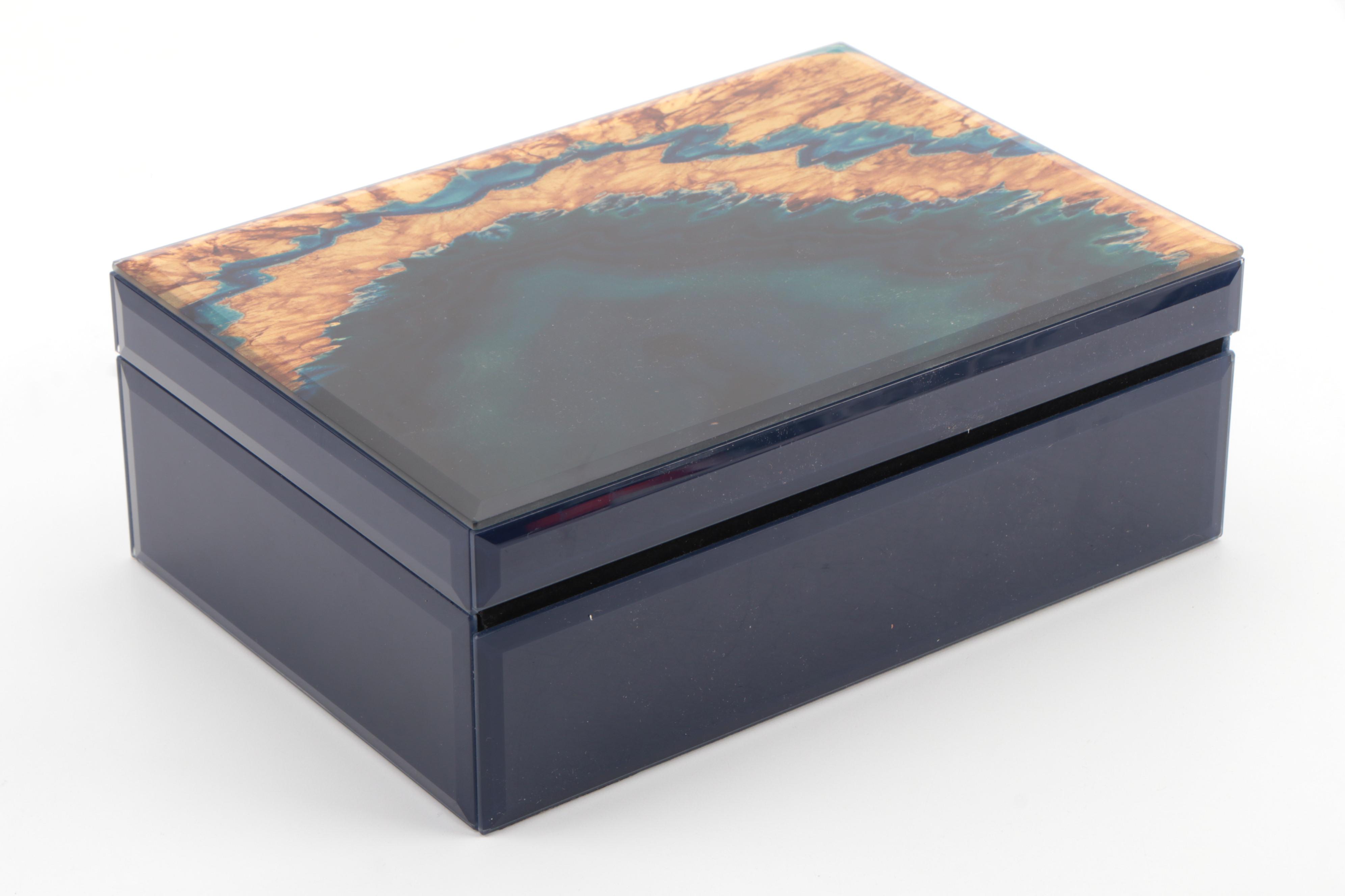 Tahari Home Metallic Abstract Inlay Lidded Box