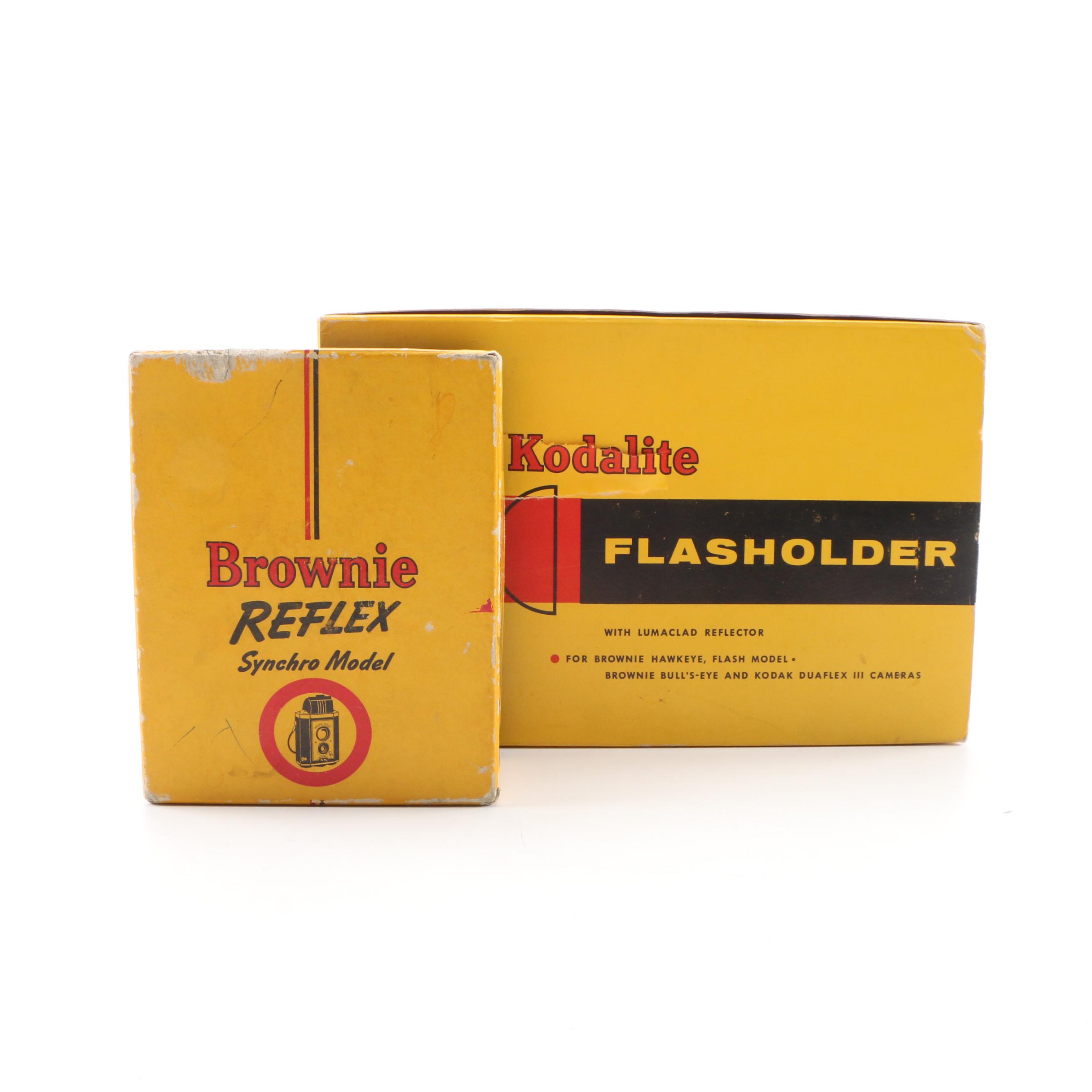 Kodak Brownie Reflex Synchro Model, Duaflex III and Kodalite Flasholder