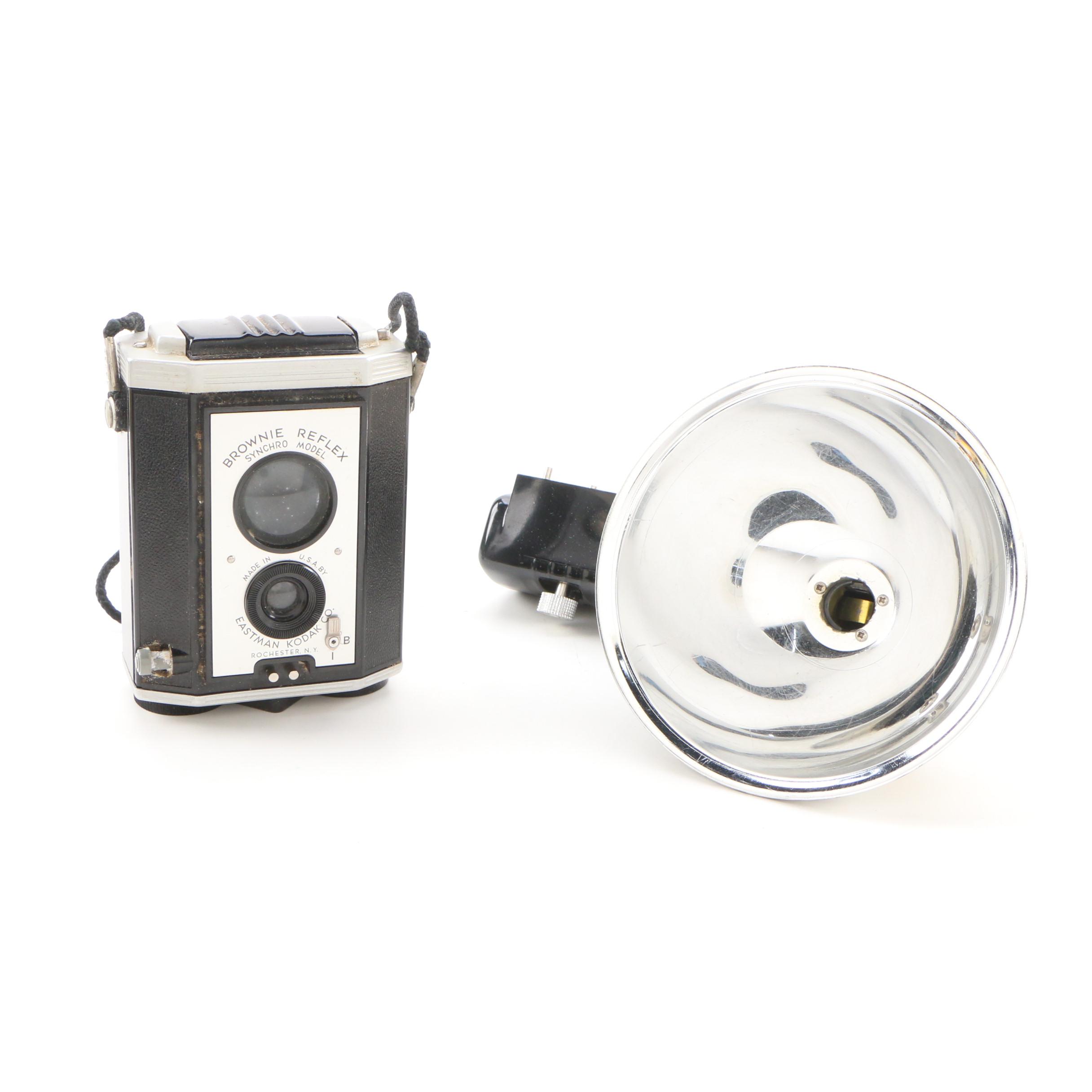 Kodak Brownie Reflex Synchro Model, Duaflex III and Kodalite Flasholder