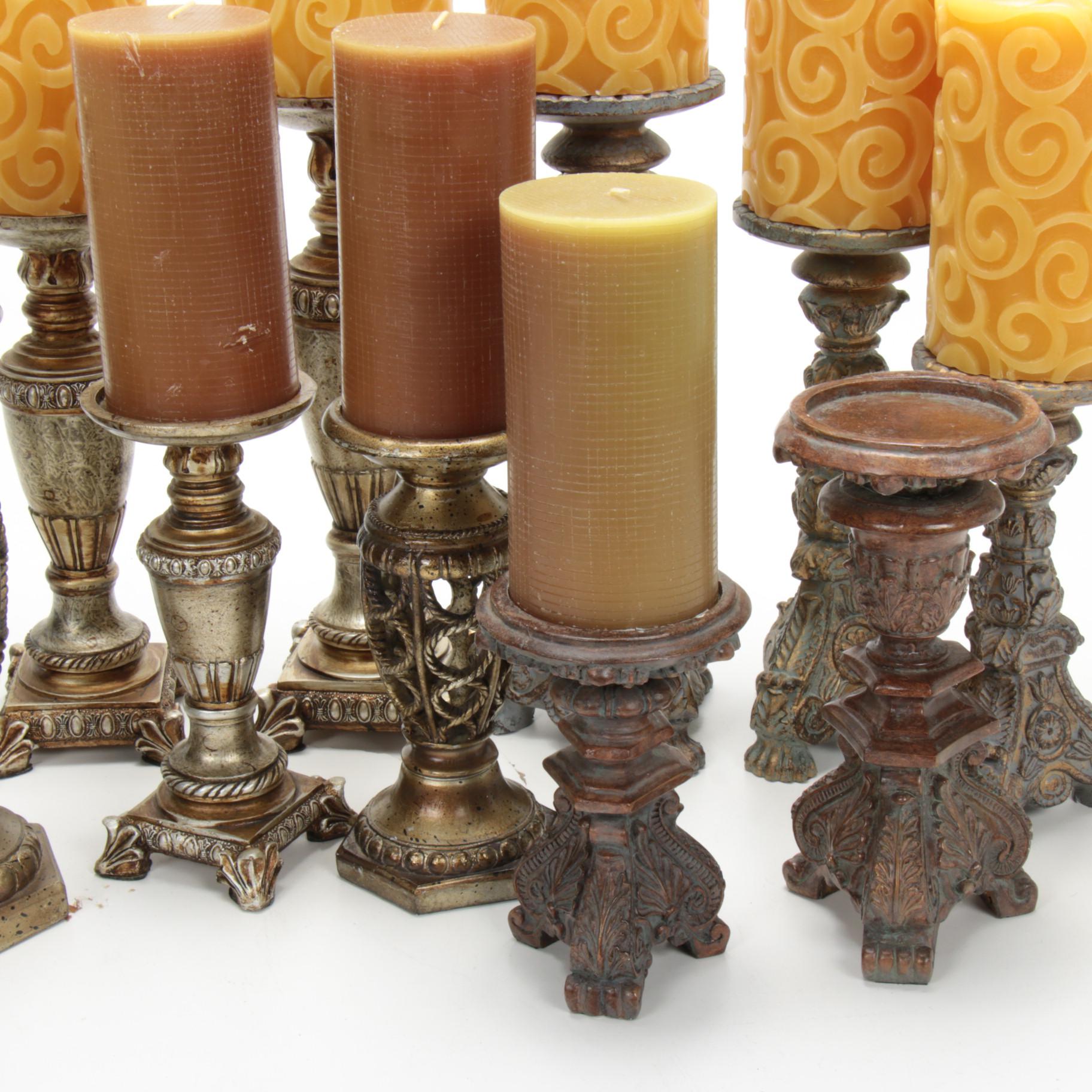 Neoclassical Style Candle Holders and Candles