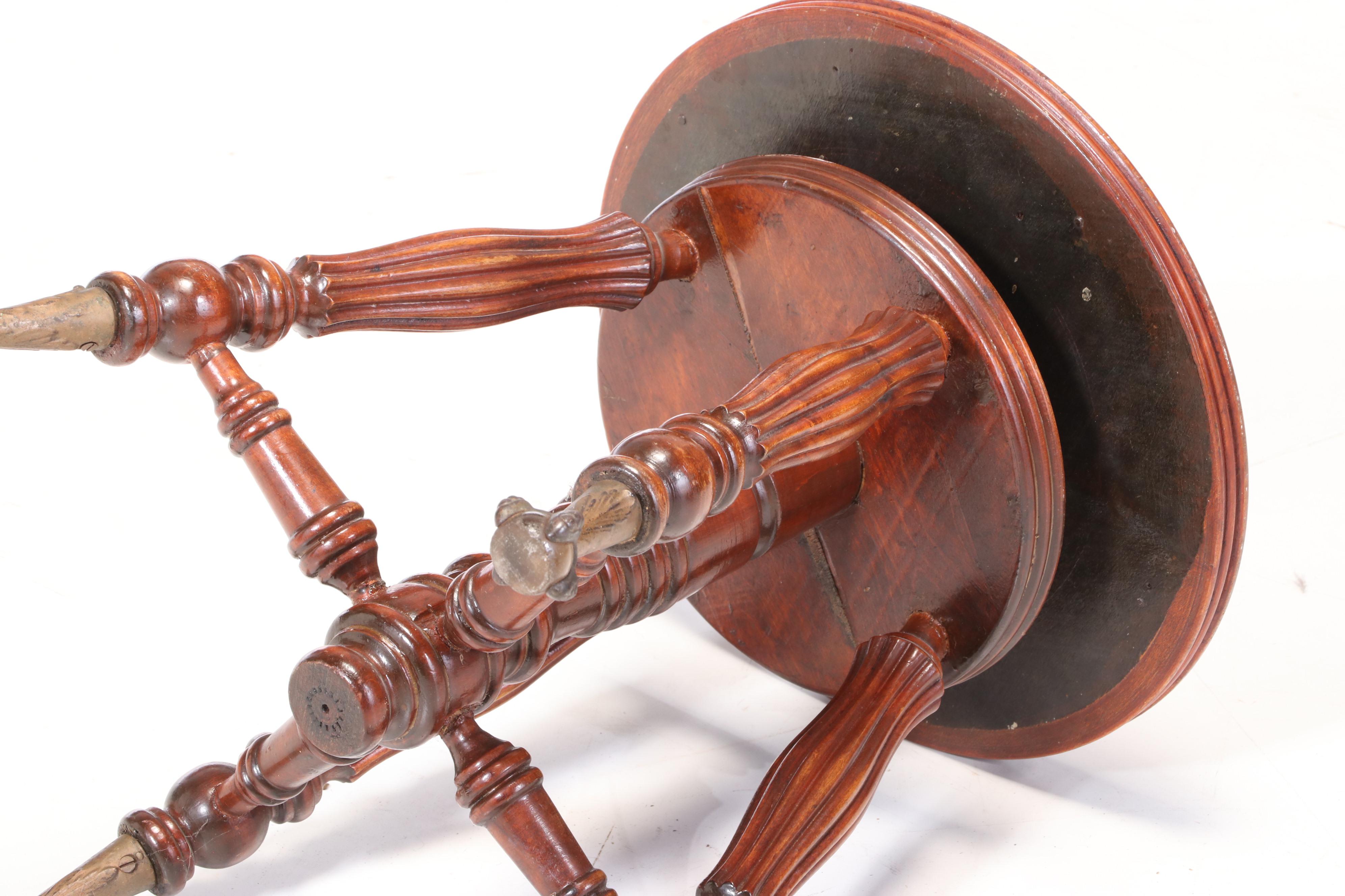 Tonk Late Victorian Birch Piano Stool and Federal Style Mahogany Candlestand