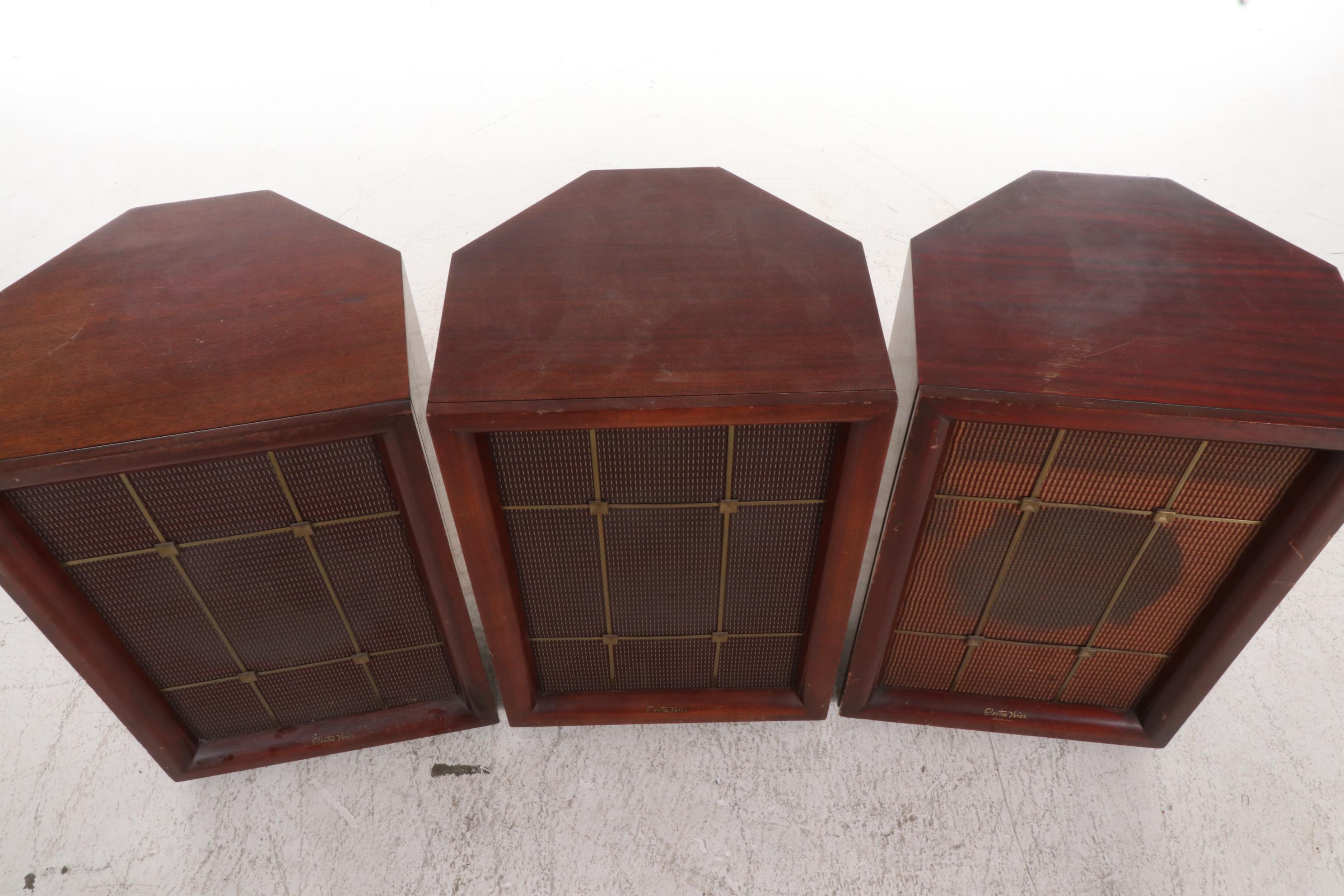 Electro-Voice "Aristocrat" Hi Fi Corner Standing Mahogany Speakers, Mid-20th C