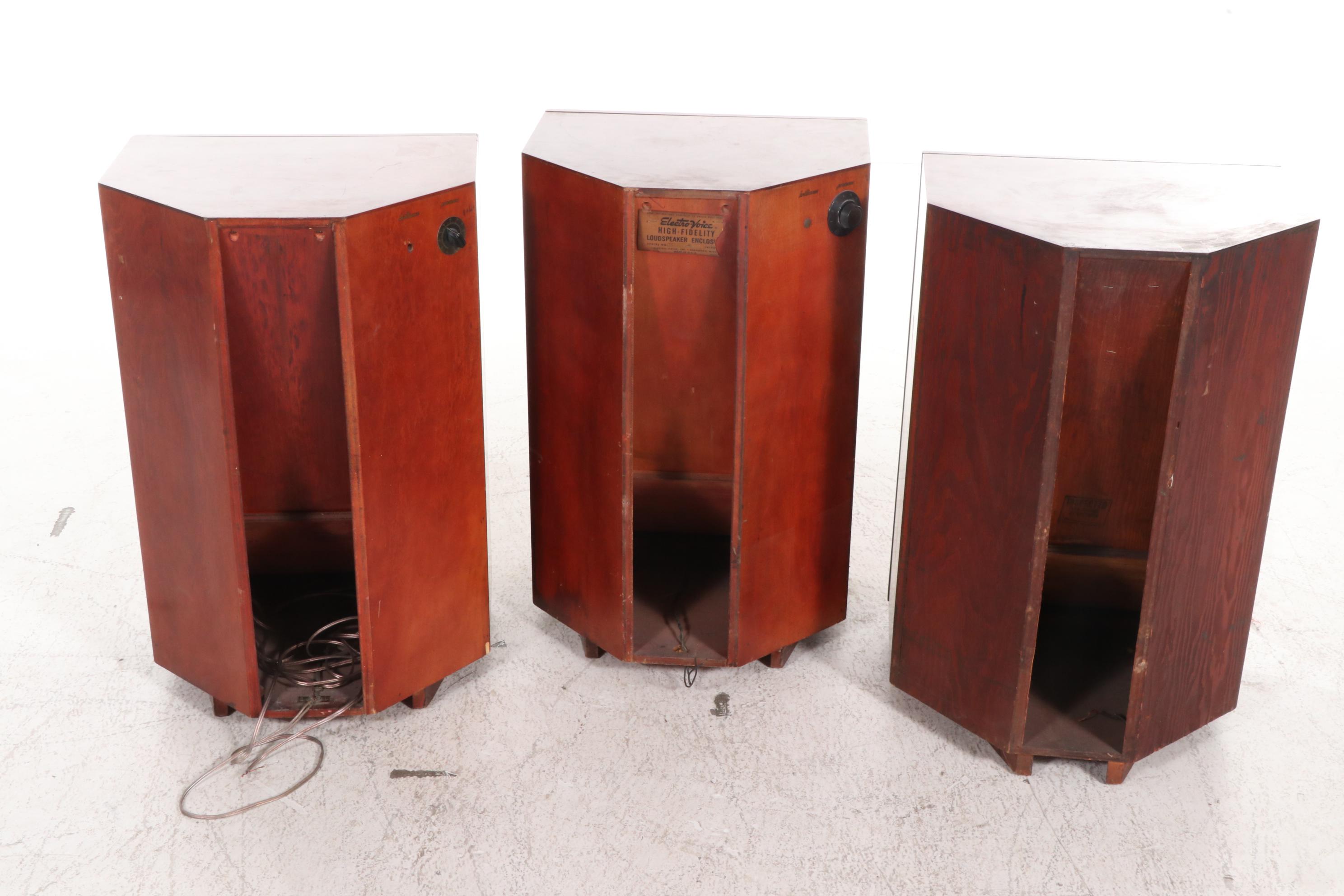 Electro-Voice "Aristocrat" Hi Fi Corner Standing Mahogany Speakers, Mid-20th C
