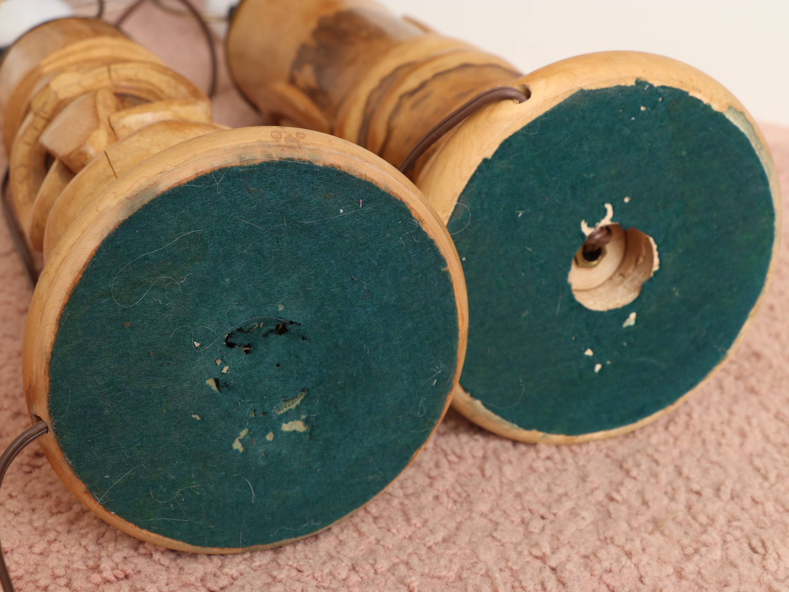 Carved Wood Tiki Face Table Lamps, Mid-20th Century