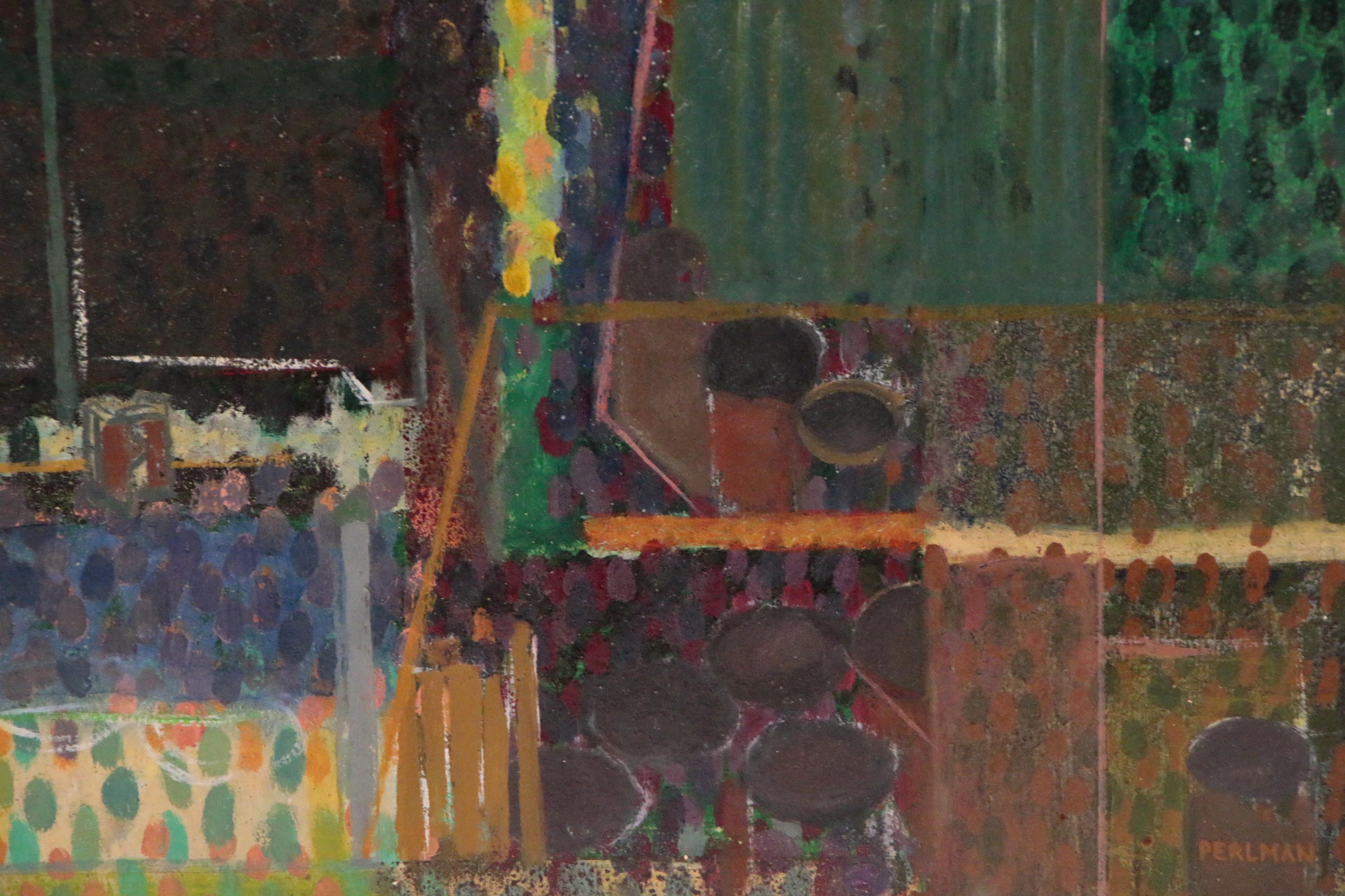 Bennard Perlman Abstract Oil Painting "Pointillistic Cityscape"