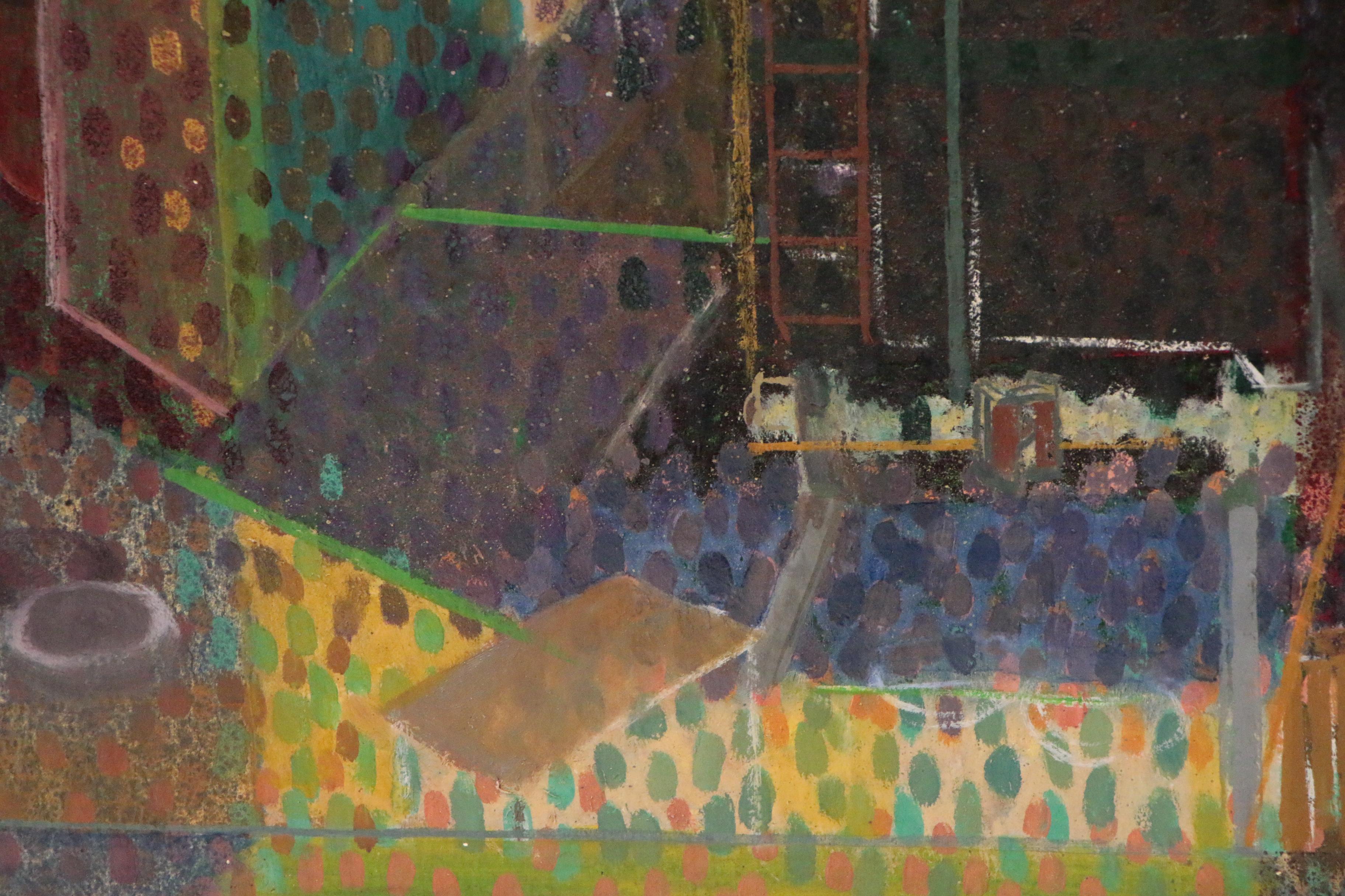 Bennard Perlman Abstract Oil Painting "Pointillistic Cityscape"