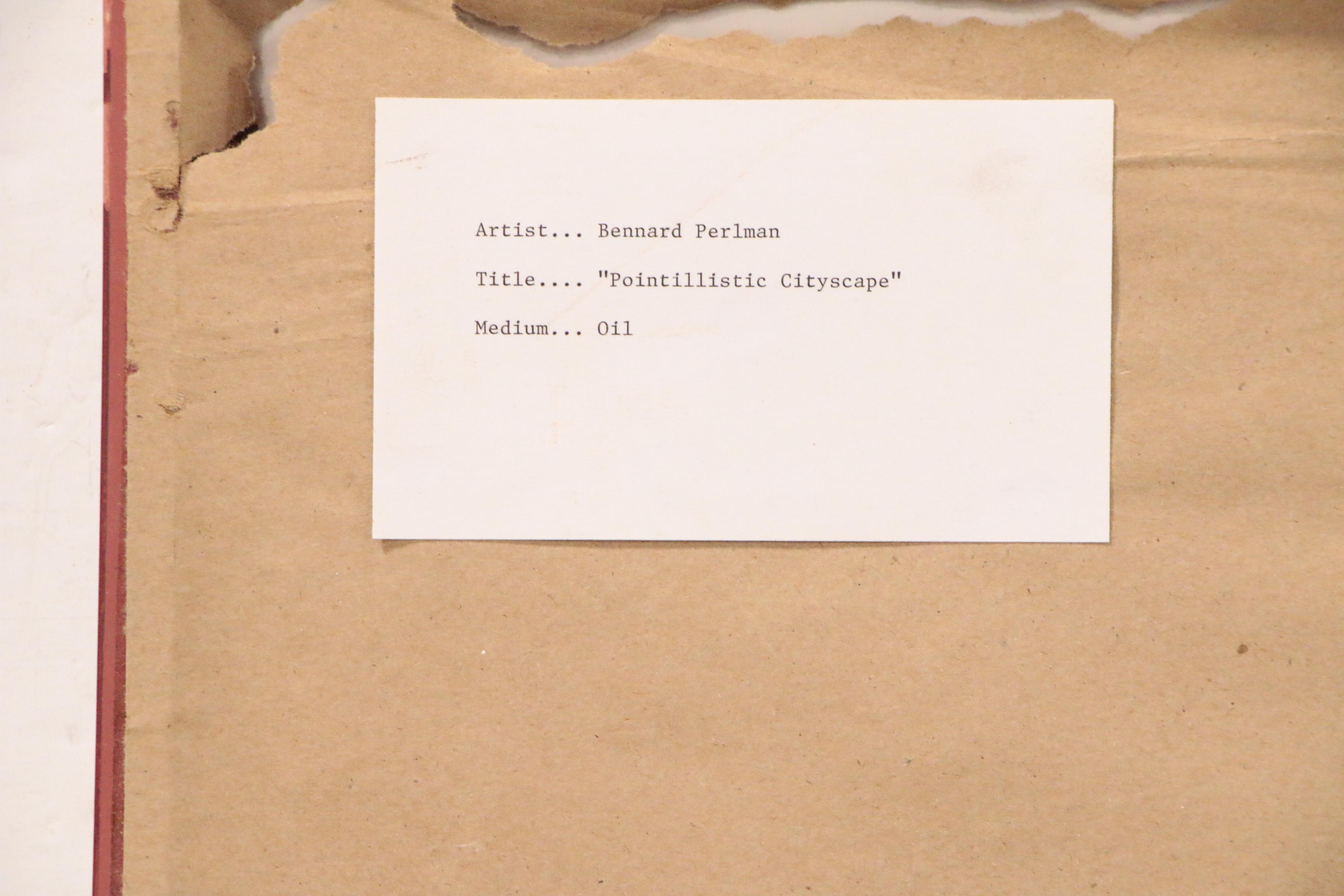 Bennard Perlman Abstract Oil Painting "Pointillistic Cityscape"