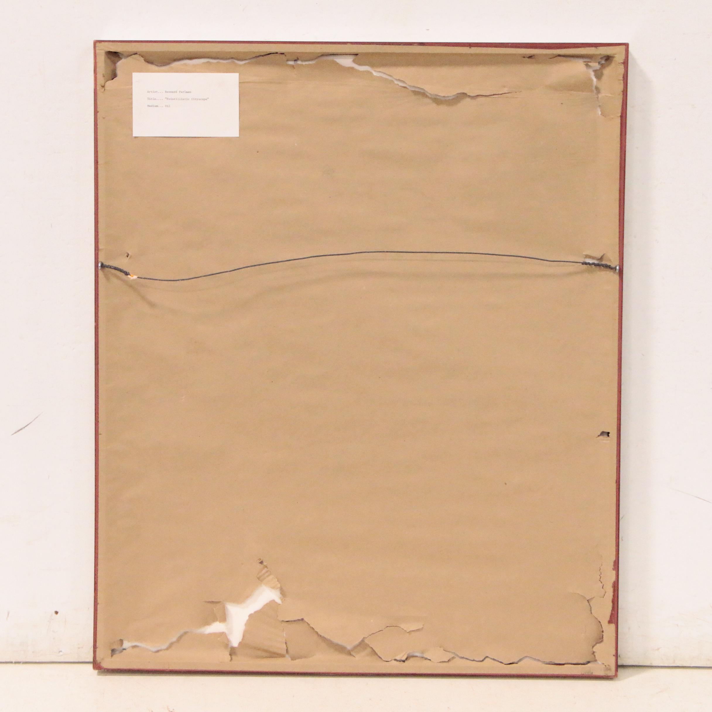 Bennard Perlman Abstract Oil Painting "Pointillistic Cityscape"