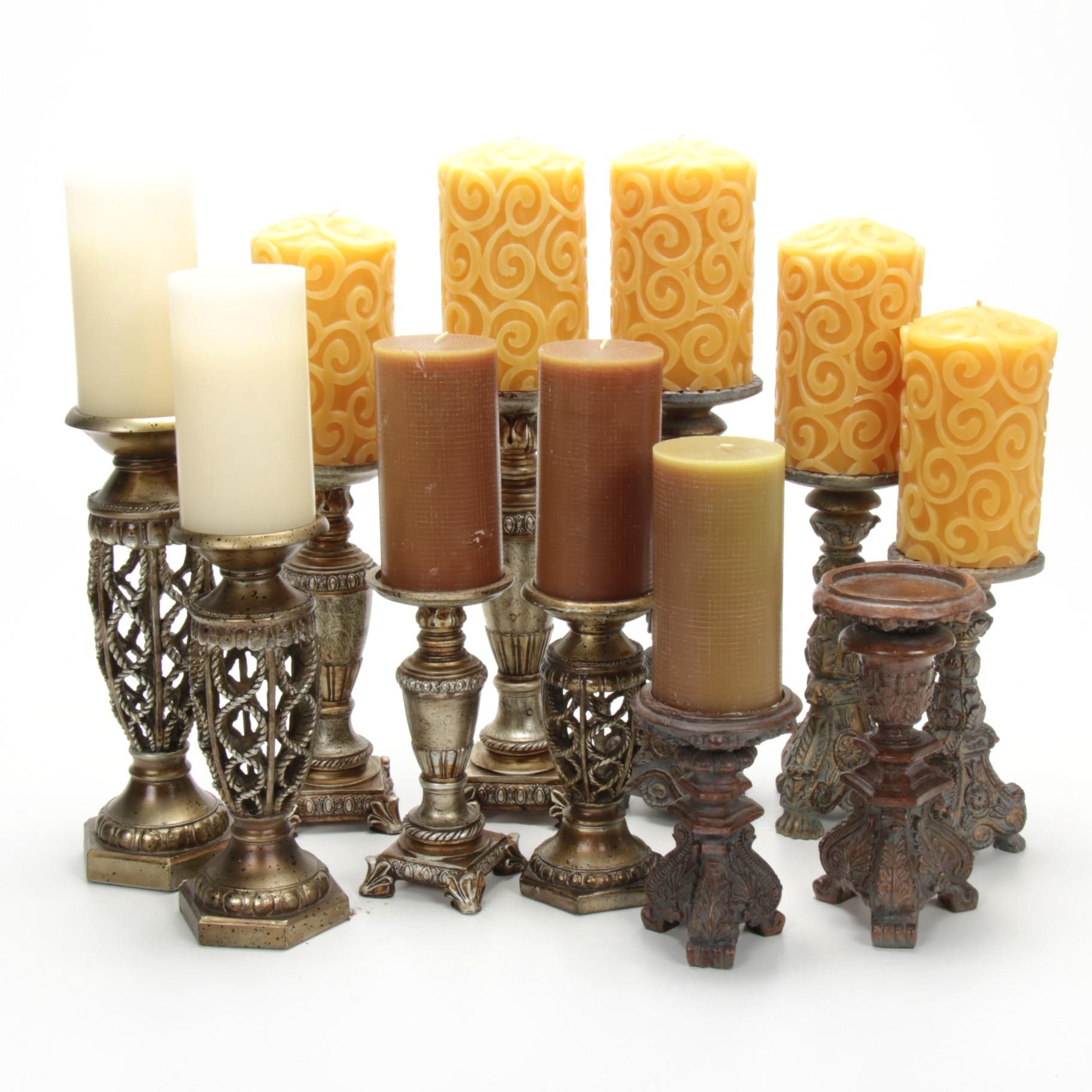 Neoclassical Style Candle Holders and Candles